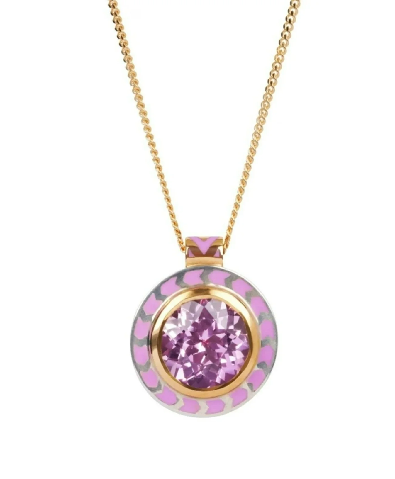 Silver Tile Mini Round Rainbow Pendant