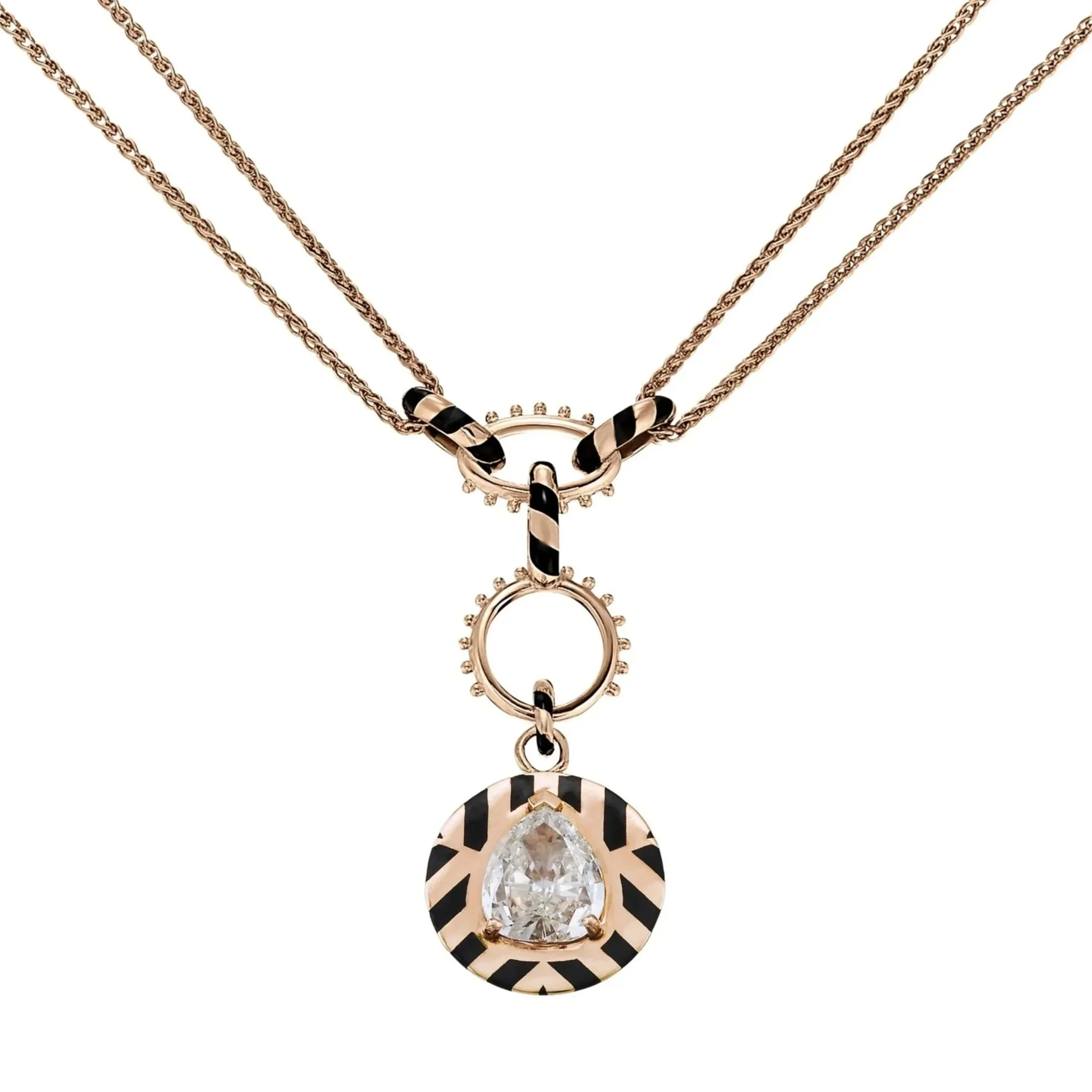Memphis Diamond Pendant on Sari Link Necklace