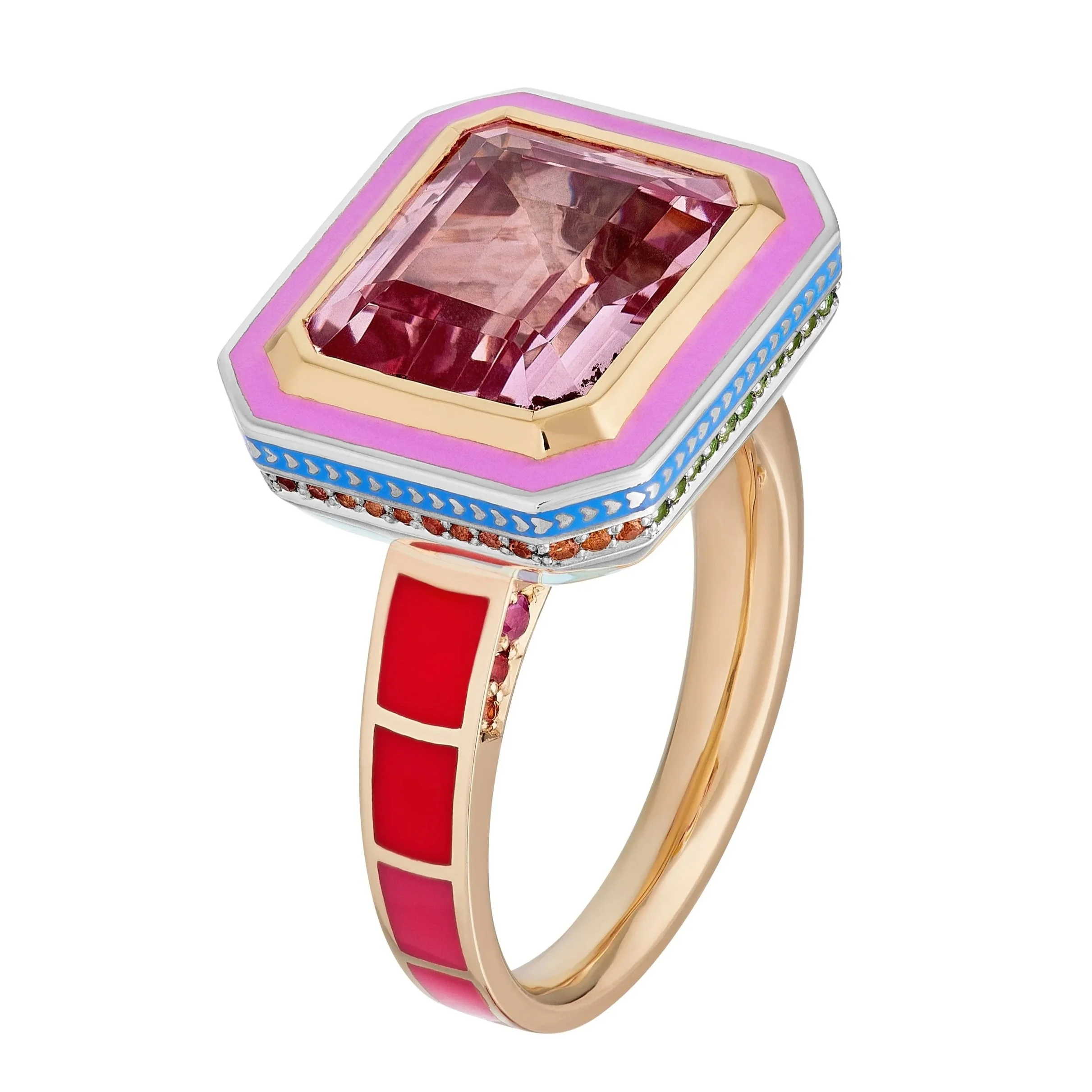Silver Tile Rainbow Imperial Ring