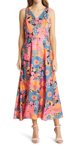 Tahari ASL Floral Sleeveless Matte Charmeuse Dress — Superbloom
