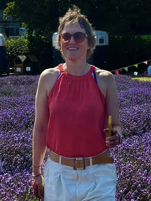 Founder of Cuckmere Organics in a lavender field in East Sussex