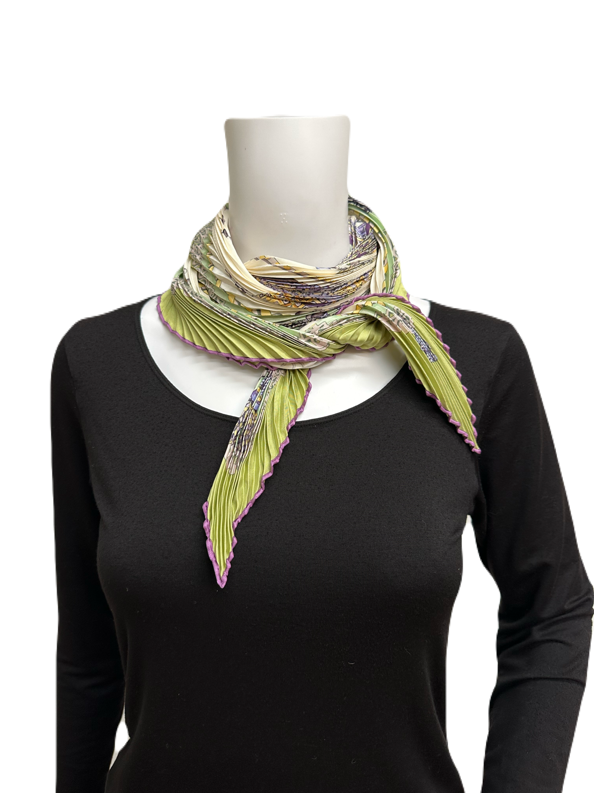 Hermes Pisse Pleated Paperoles Scarf