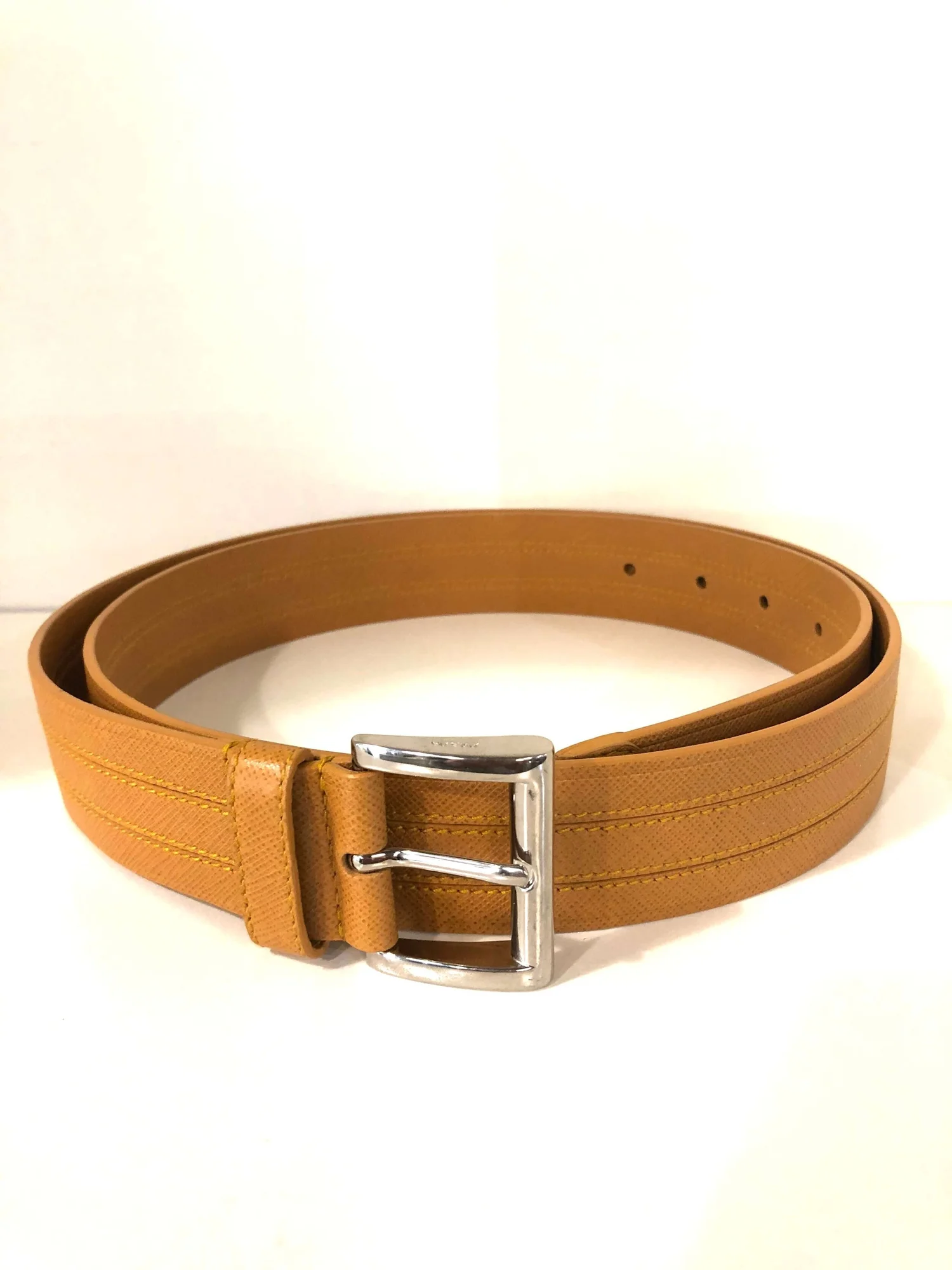PRADA Mustard Leather Belt — Vicki display picture 2