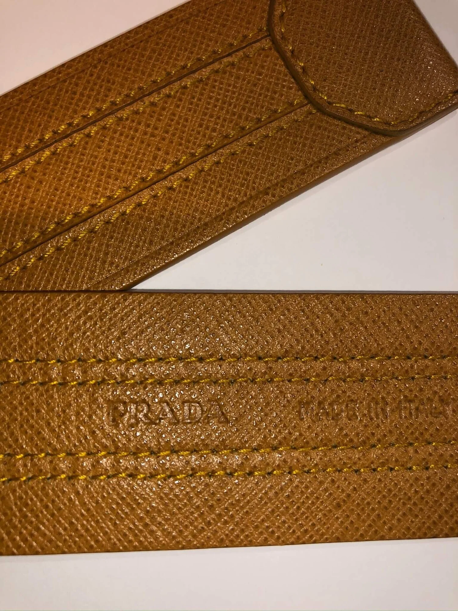 Camel & Mustard Prada Belt Caramel Saffiano Leather Belt | PRADA main image 2
