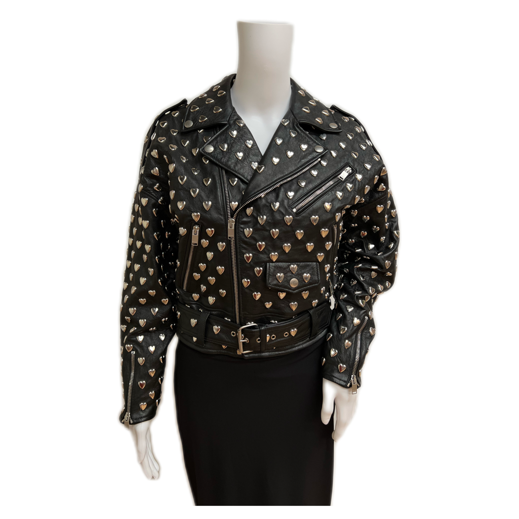 SAINT LAURENT Heart Studded leather Jacket — Vicki's Secret