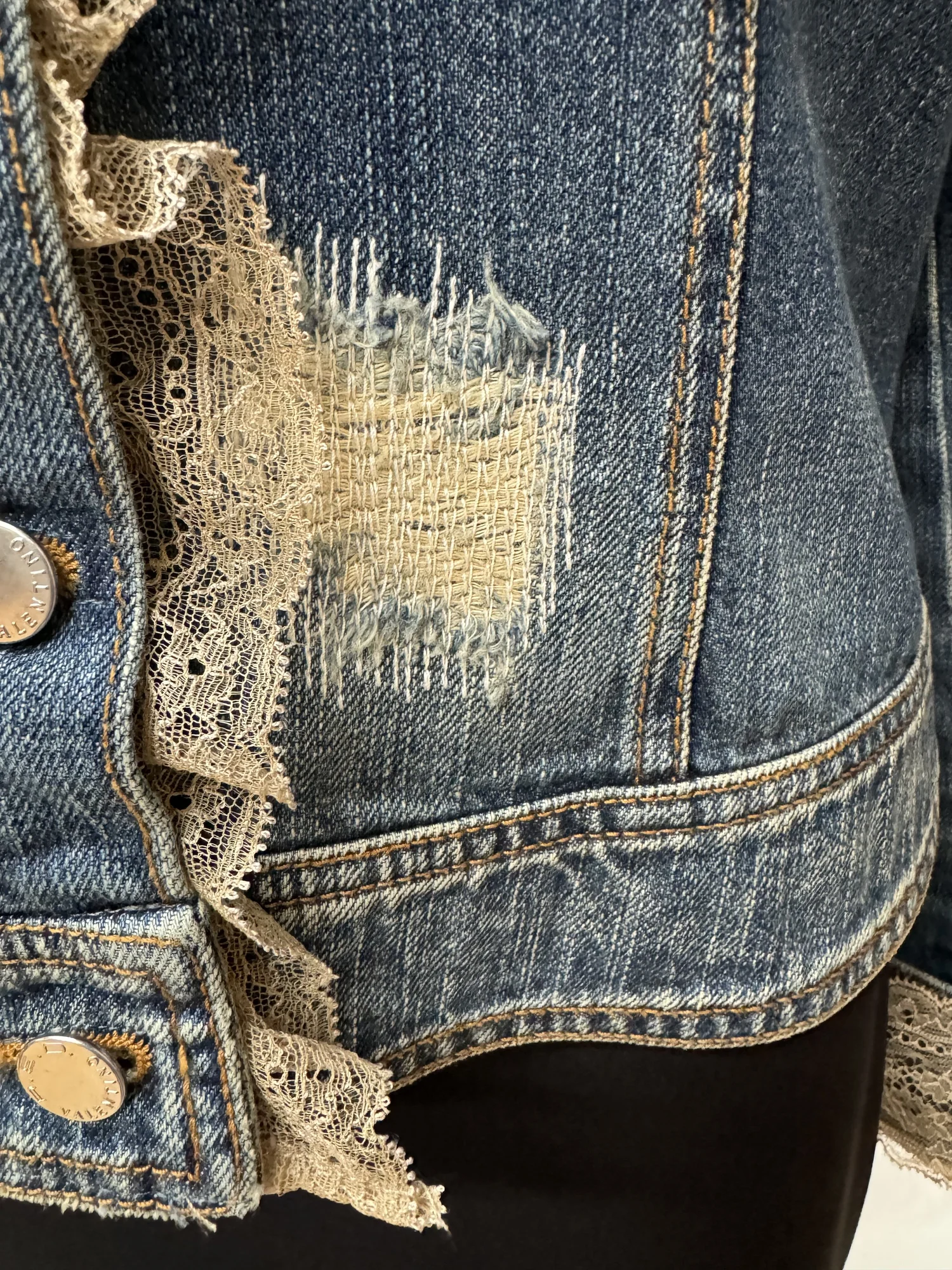 RED VALENTINO Denim Jacket With Rhinestone V Logo — Vicki's Secret