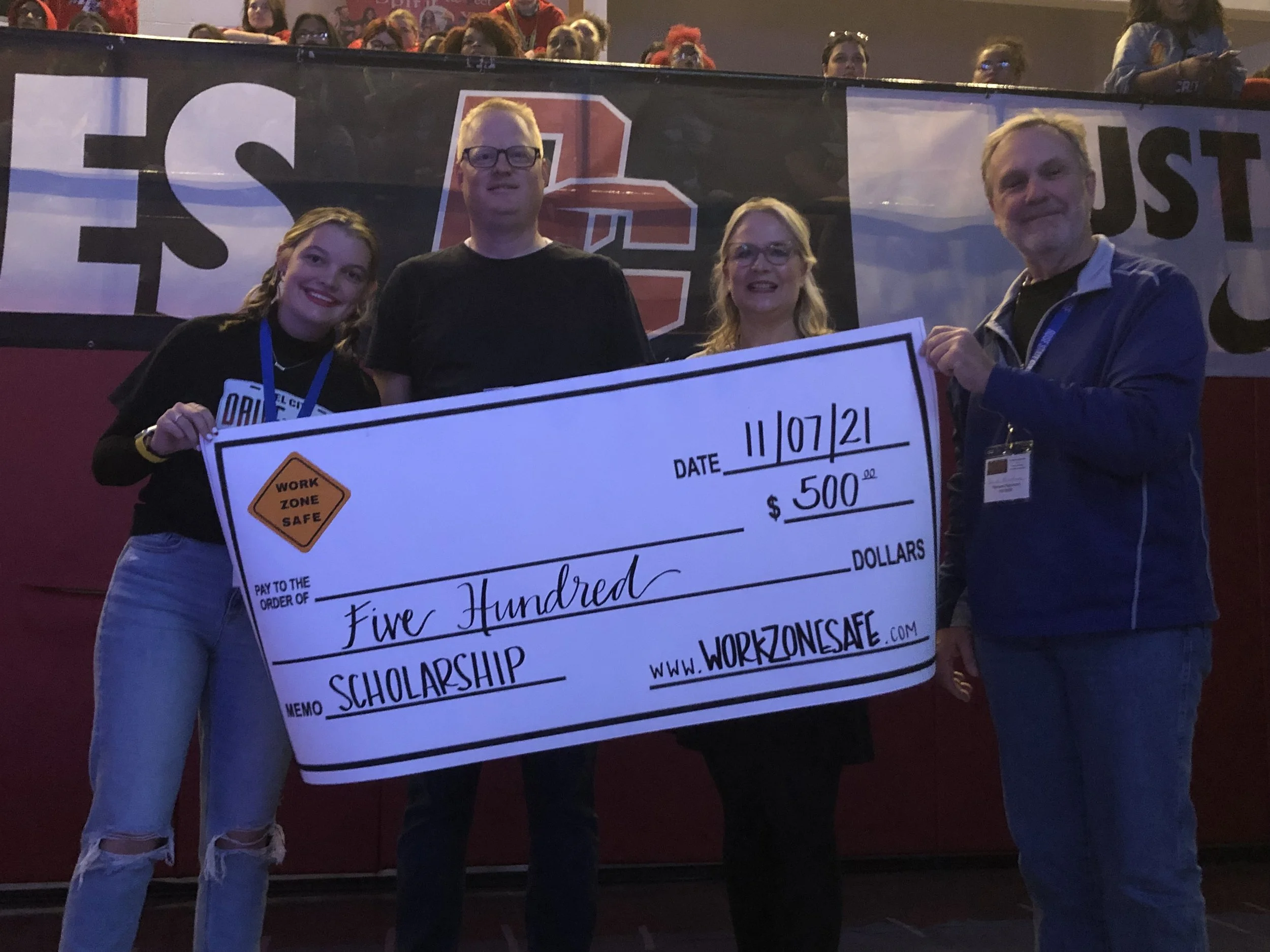 Josie Jones Student winner Tom Robins Rep Nicole Miller Student Advisor David Reisdorph .jpg