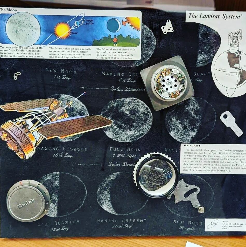 Latest piece created for the exhibit 'love letters to our moon' at the Greenpoint Brooklyn Public Library!

I've always been interested in the space age and astronomy so it was fun incorporating all of my favorite collection pieces from camera parts 