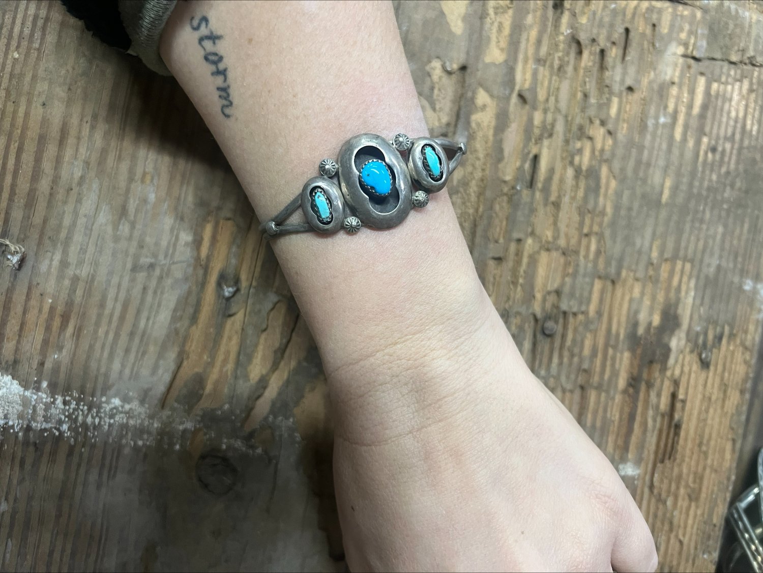 Authentic Vintage Turquoise Shadow Cuff — Littlejohn Produce