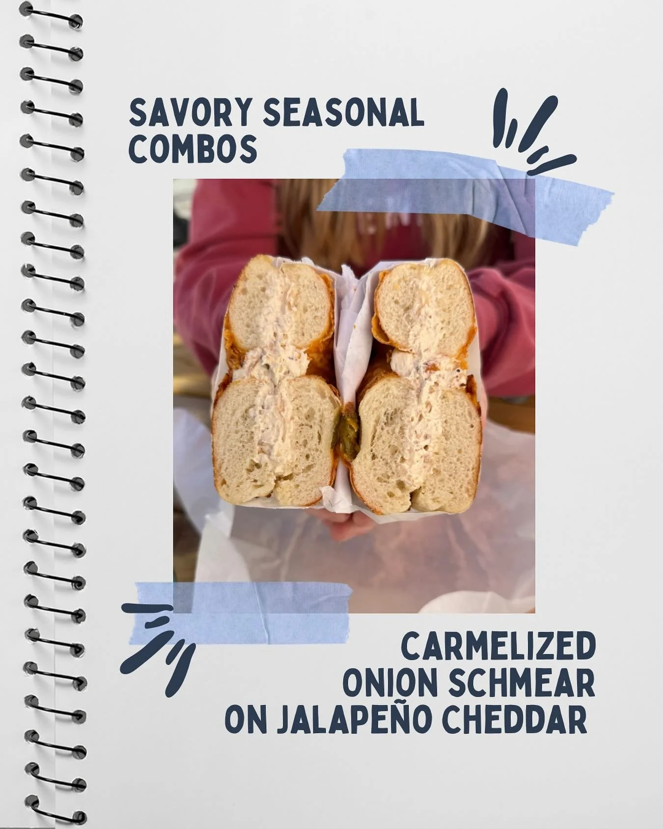 Seasonal savory is officially here! Try our caramelized onion schmear on jalape&ntilde;o cheddar&mdash;available for a limited time.