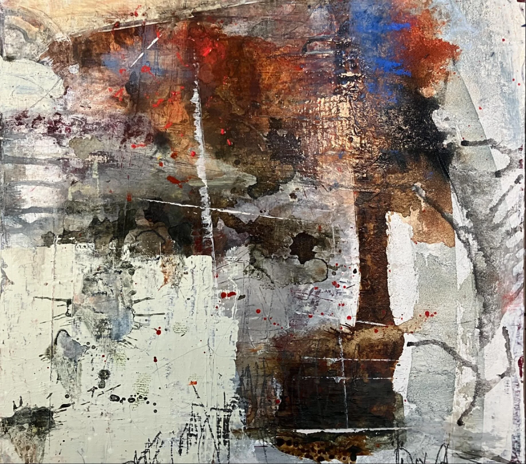 “For the Taking’ inspired by my trip to Taos where the beauty is everywhere - breathe and observe! 12x12x1.5” on paper and cradled panel. #dianesandlinstudios #inspiredbynature #northernnewmexico #colorsofnature #abstractart #sambro