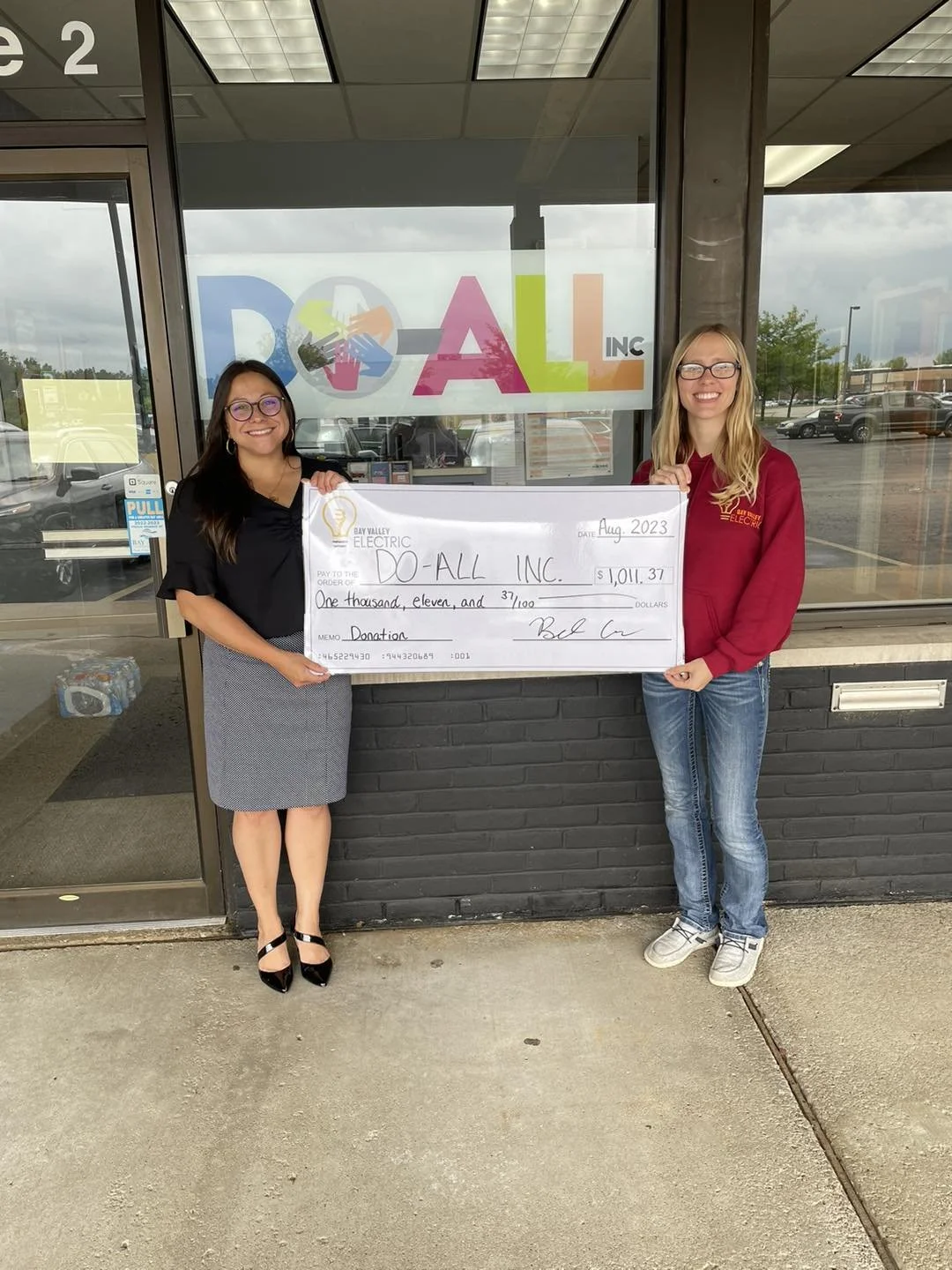 Bay Valley Electric's donation to Do-All Inc