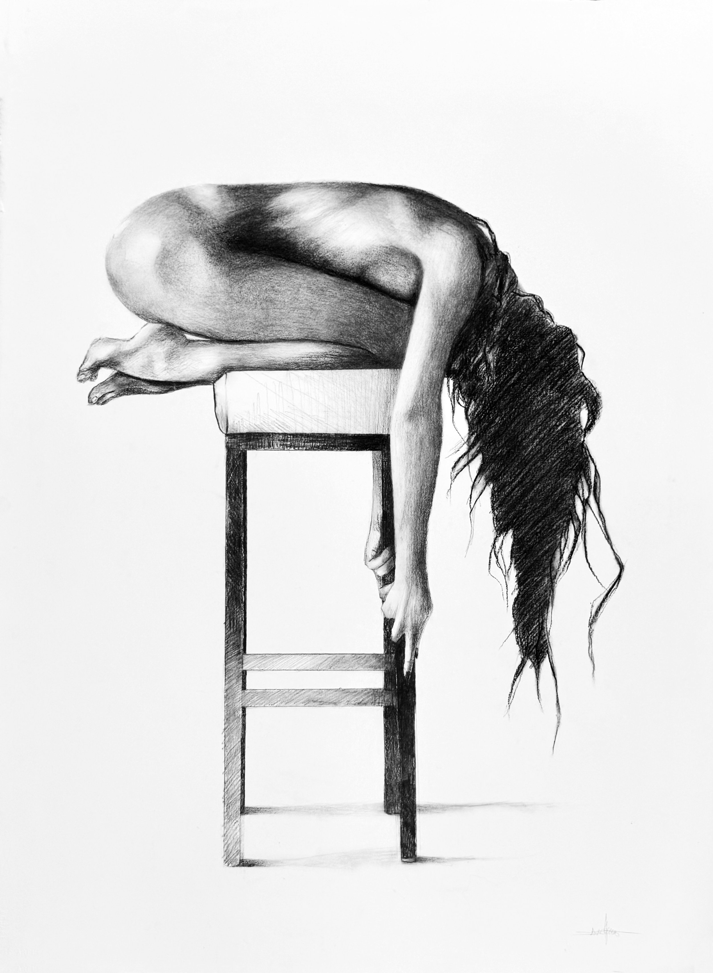 "The Situation" original graphite and charcoal portrait drawing on paper by artist Jennifer Janesko.