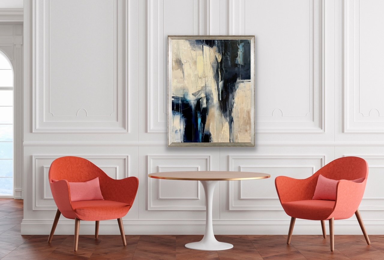 "The Missed Connection" oil painting on stretched canvas by Jennifer Janesko installed view.