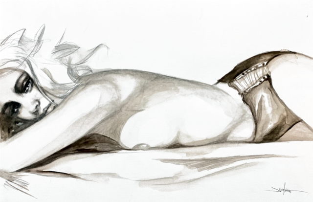 “In The Morning” is an original creation, watercolor on paper.