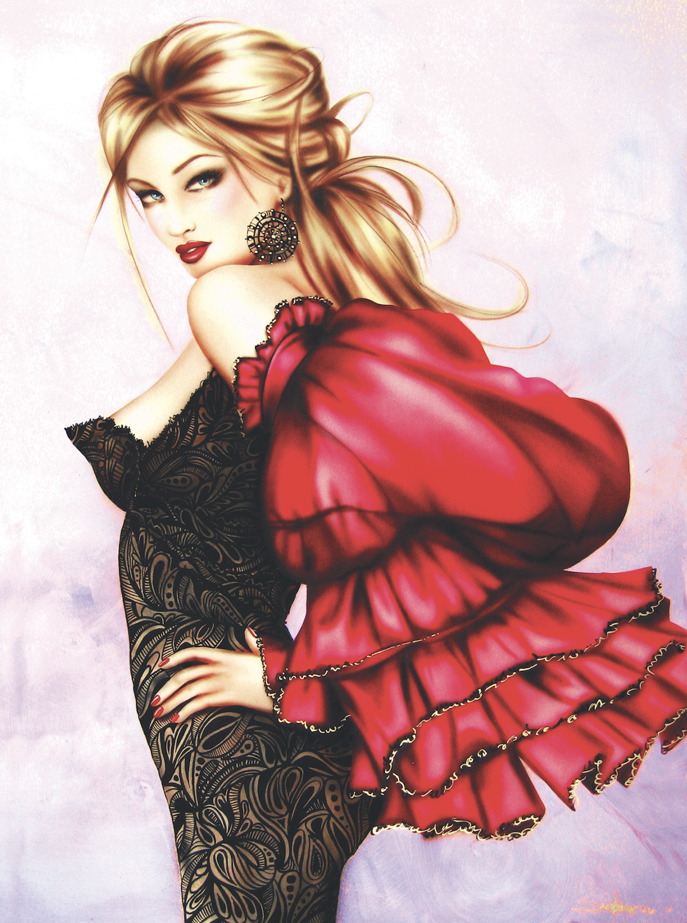 “Tango” is a watercolor painting on archival board with hand accented details by Janesko.