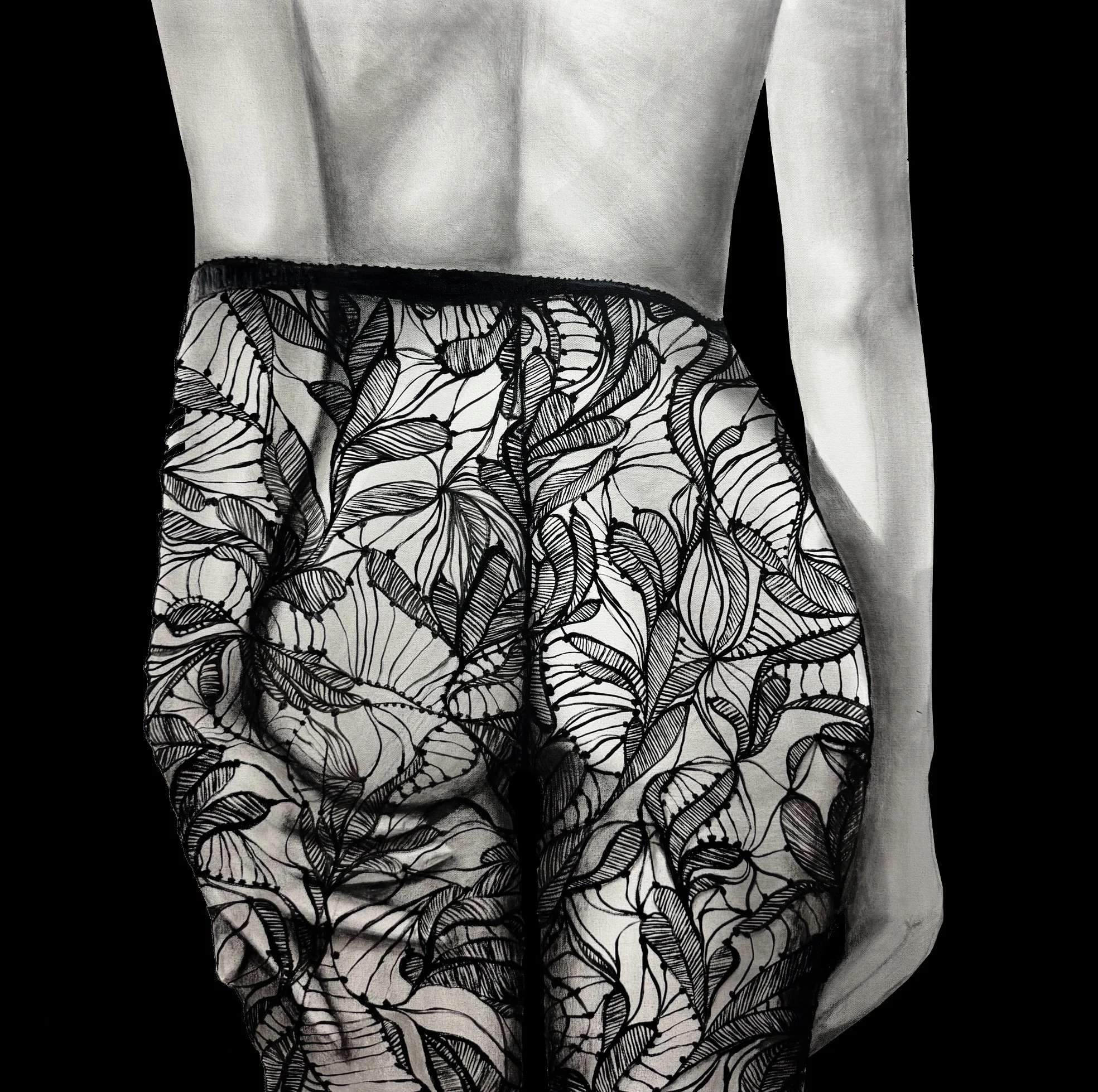 The Fine Line is a charcoal and oil painting on canvas using charcoal and oil pain on canvas