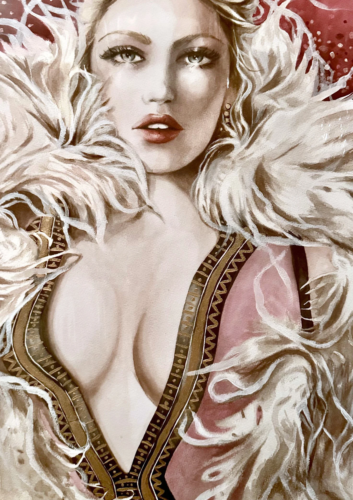 "Red Carpet" is a fantasy painting created by artist Jennifer Janesko, detailed view.