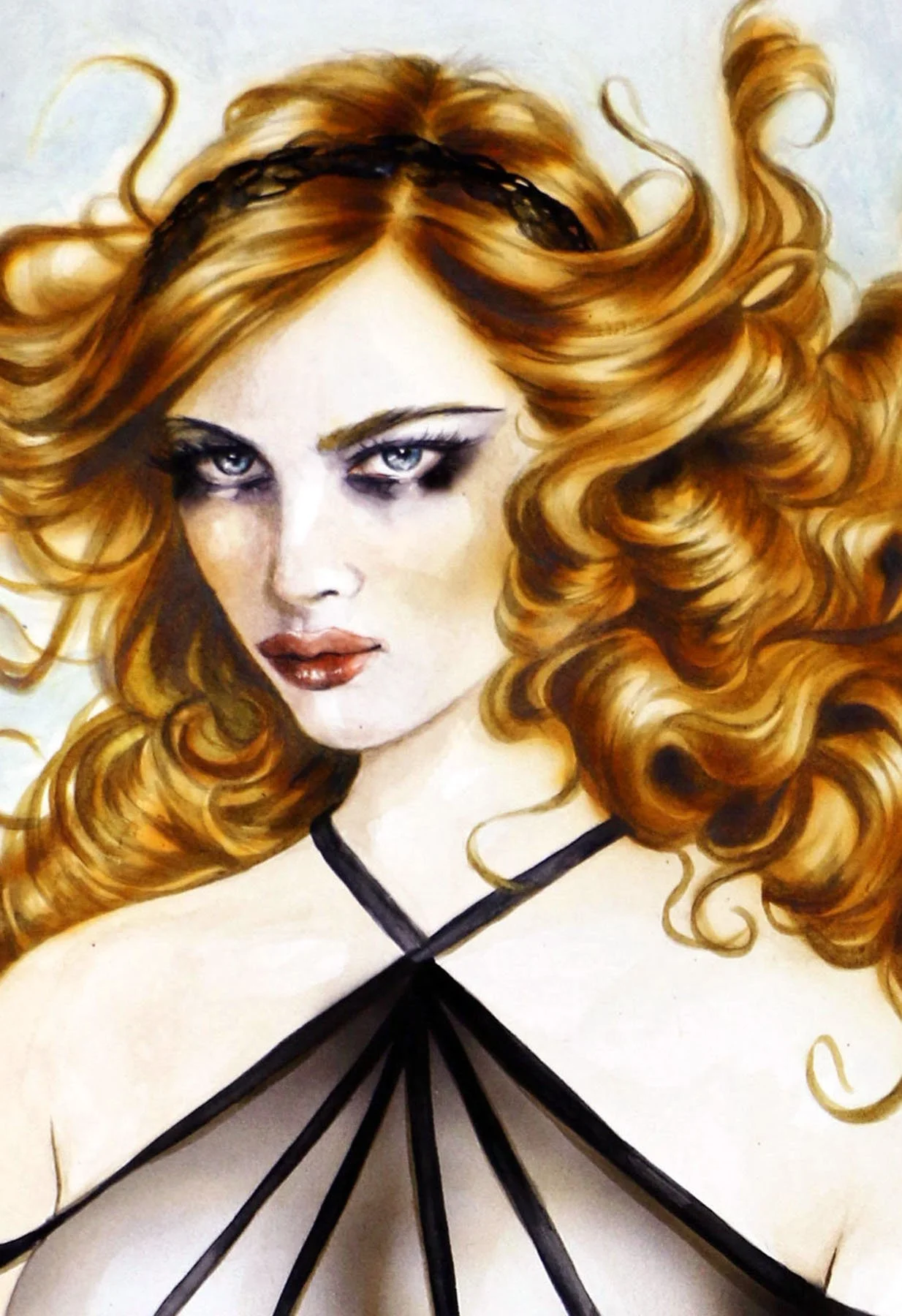 "Something Wicked" is a watercolor painting created by artist Jennifer Janesko detailed view.