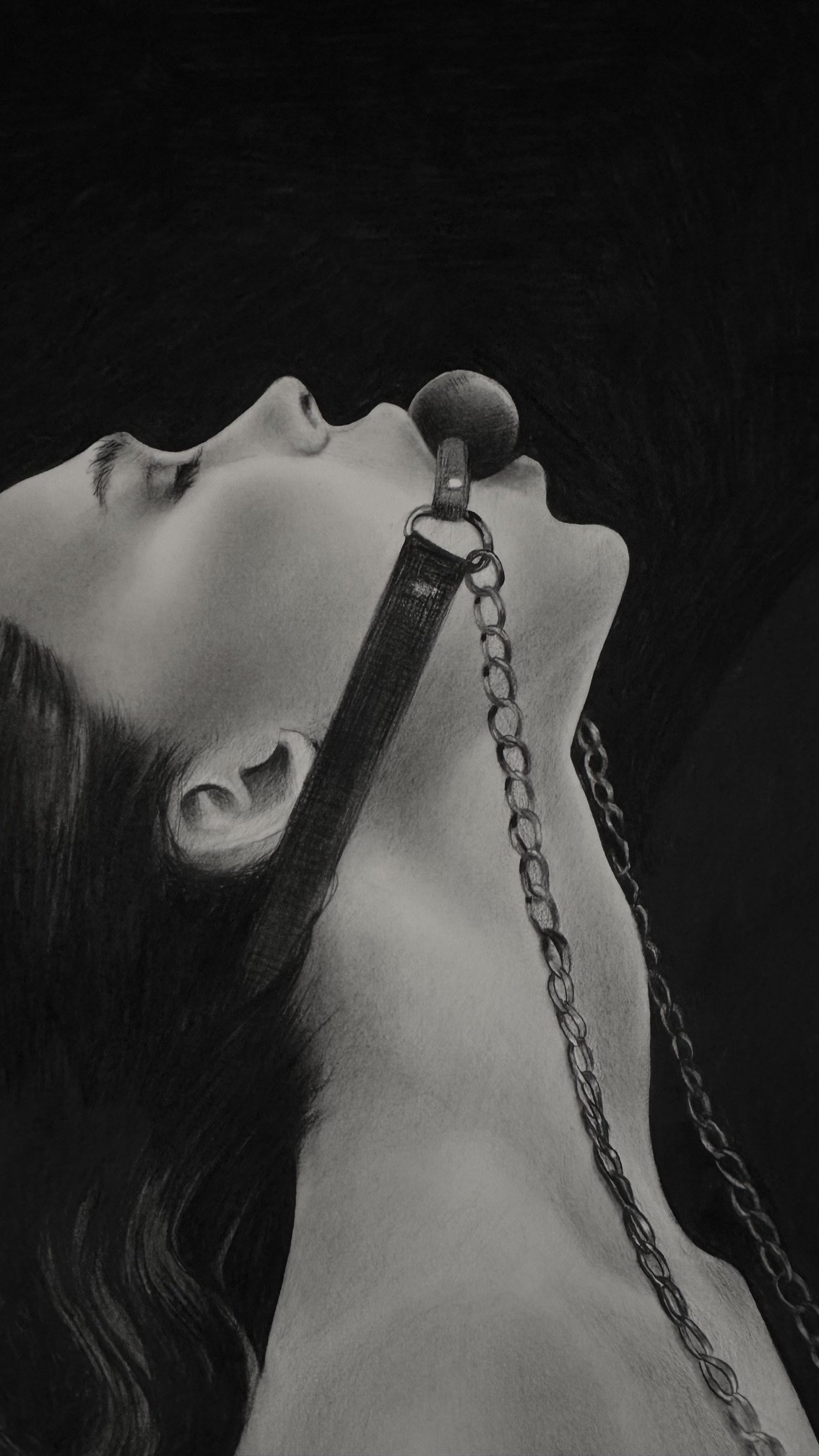 Charcoal and graphite study by KC artist Janesko, detail.