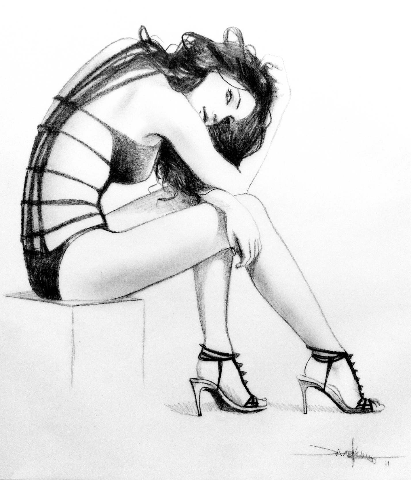 “Only Words” is an original creation, pencil on vellum.