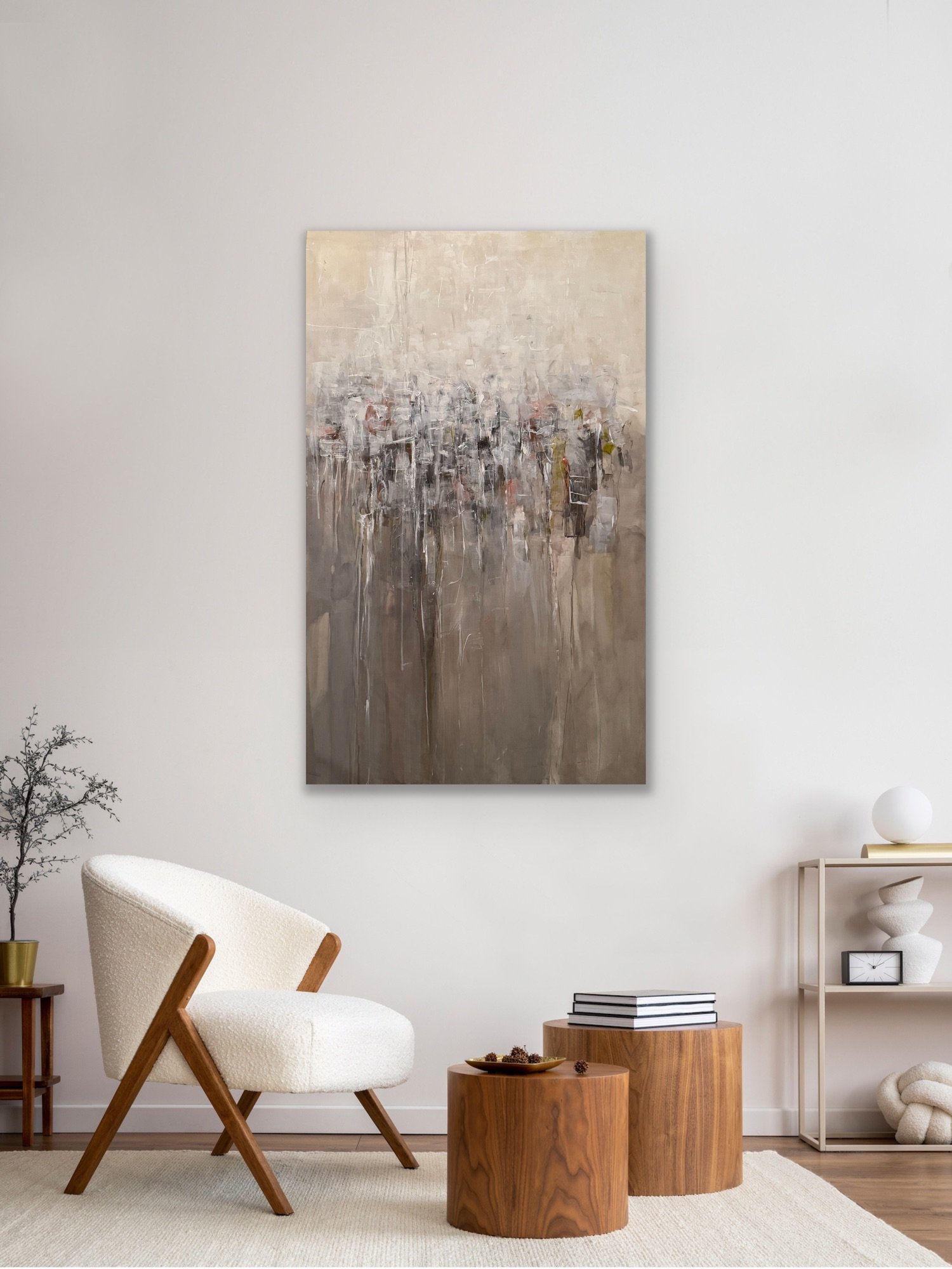 "Into The Fog" original acrylic abstract painting by KC artist Jennifer Janesko room.