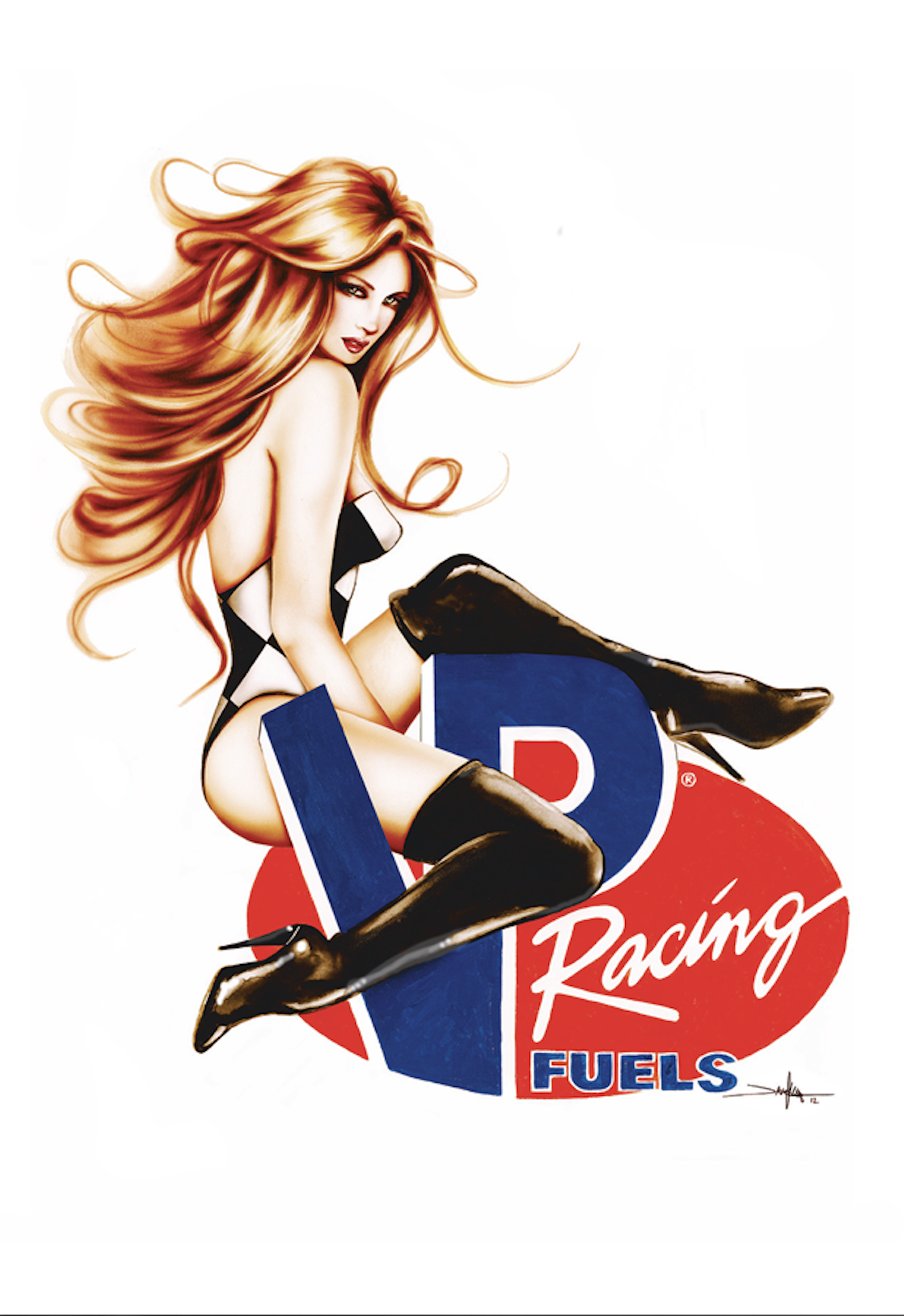 “VP Racing Fuels” is a watercolor painting using an airbrush technique on gallery wrapped archival canvas by Janesko