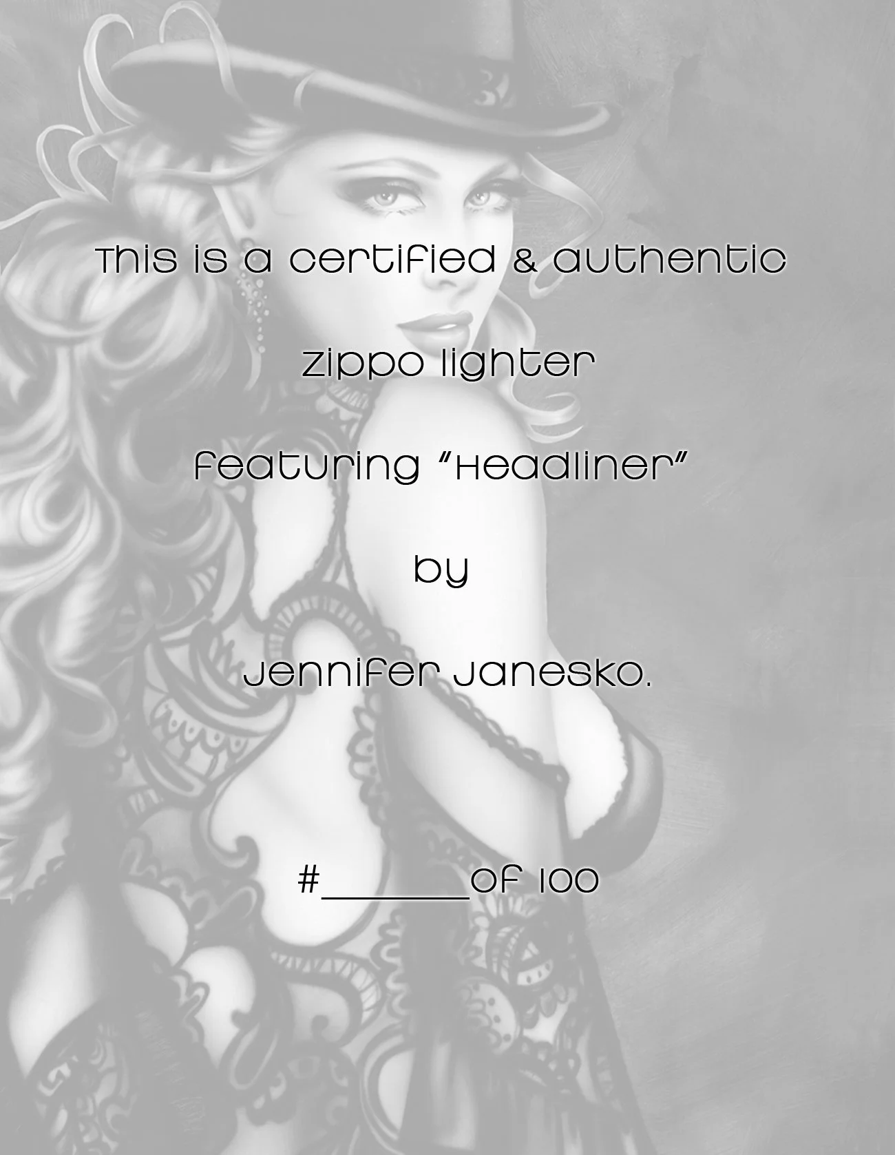 "Headliner"' is a limited series of Zippo lighters featuring the art of Janesko, COA.