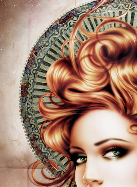 "The Messenger" a watercolor painting utilizing an airbrush technique, by artist Janesko, detail.