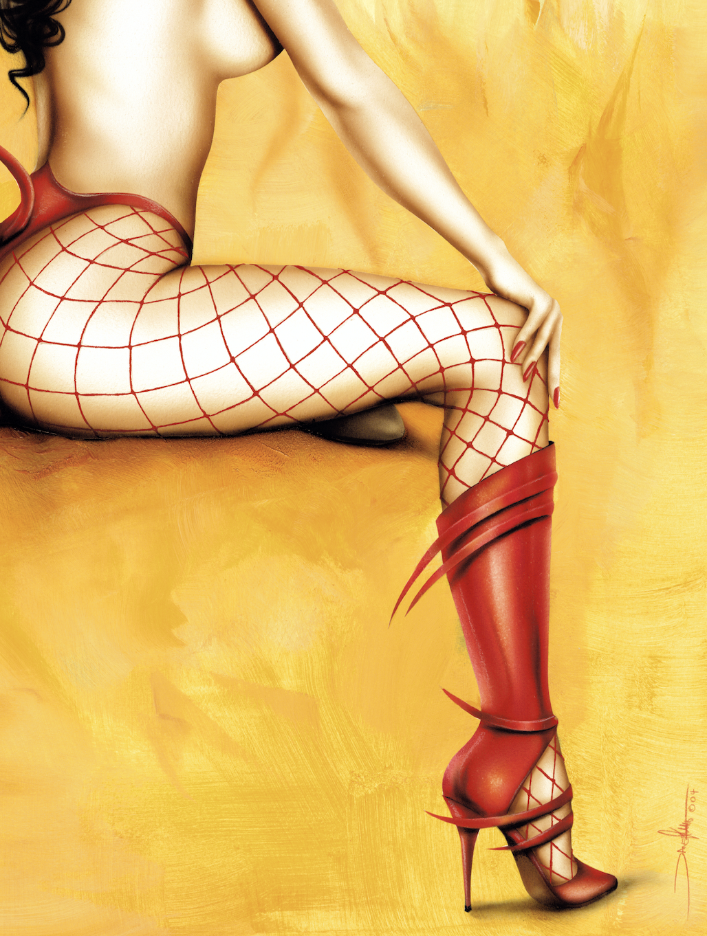 "Inferno" is a fantasy painting created by artist Jennifer Janesko., detailed view 2.