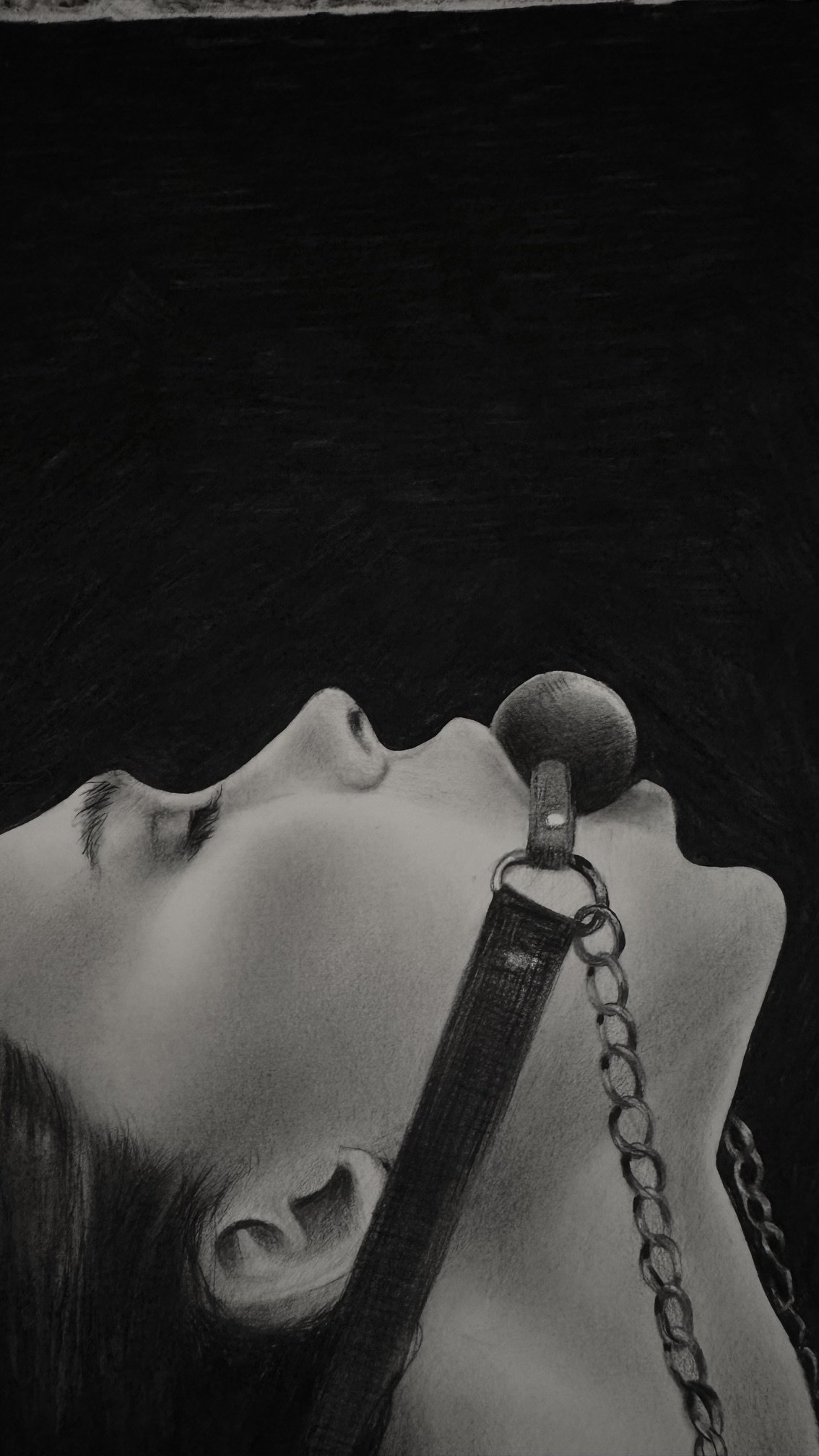 Charcoal and graphite study by KC artist Janesko, detail.