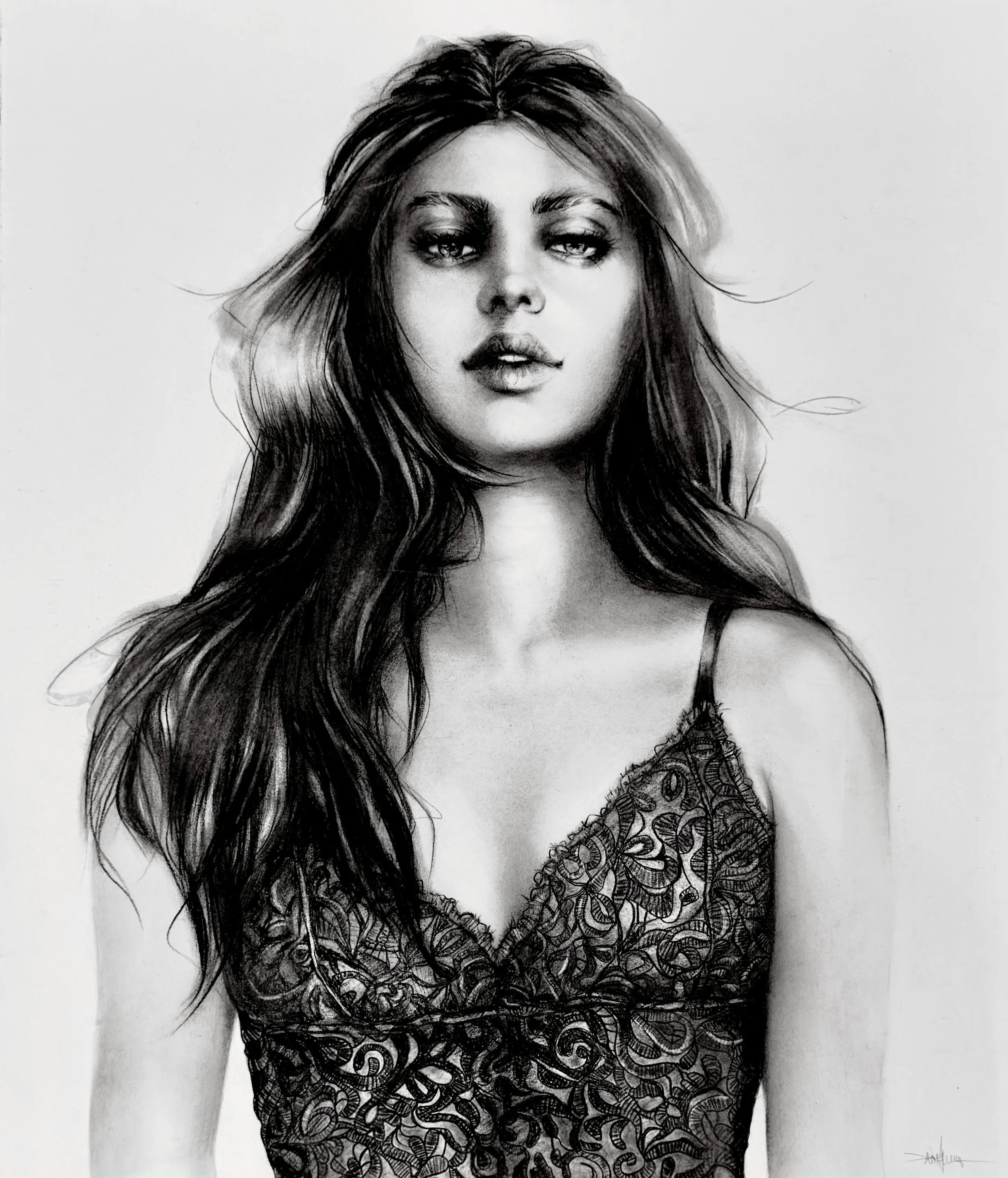 "If You Only Knew" charcoal and graphite study by KC artist Janesko.