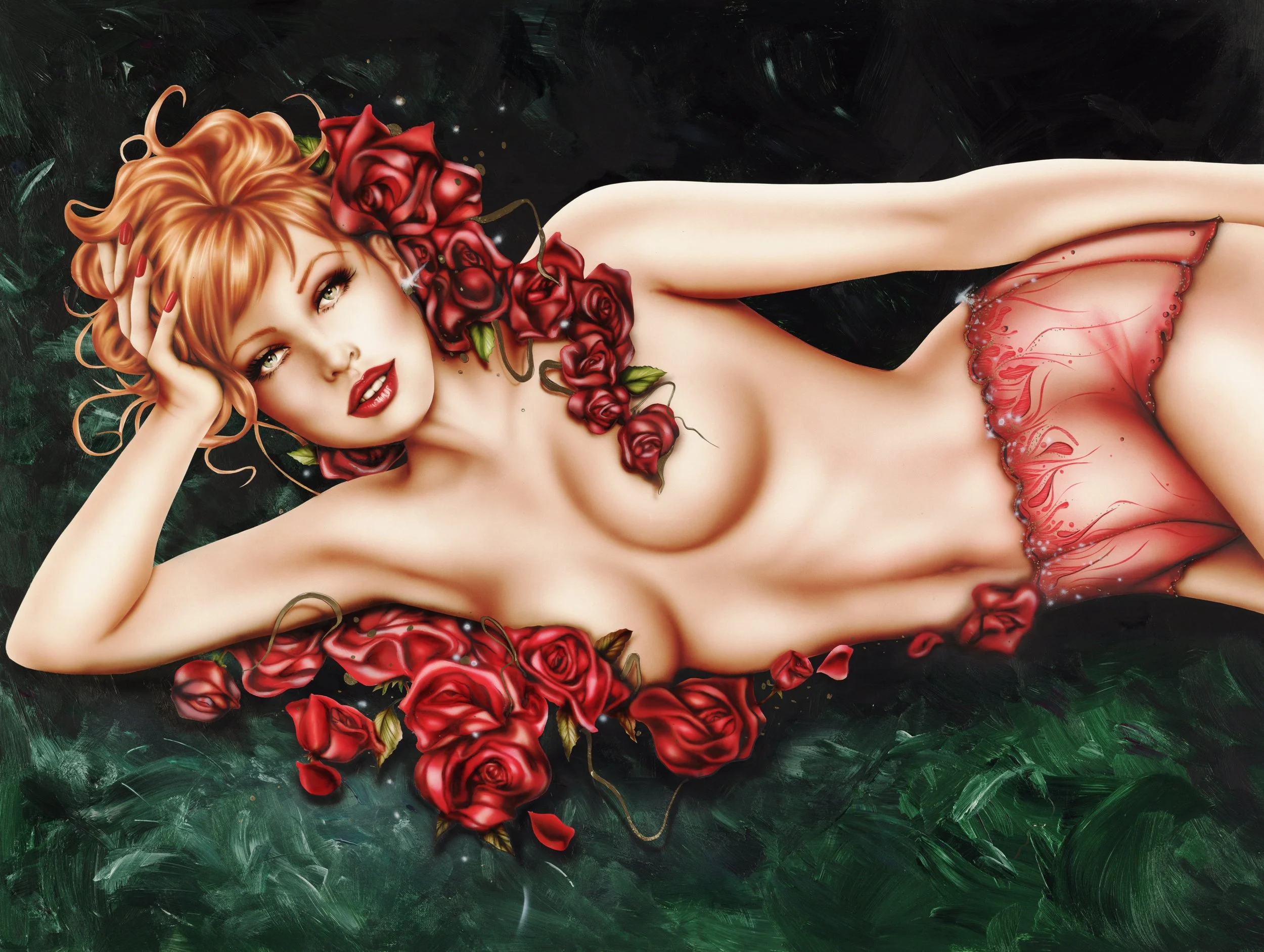 “Secret Garden” is a mixed media painting on acid free illustration board by Janesko