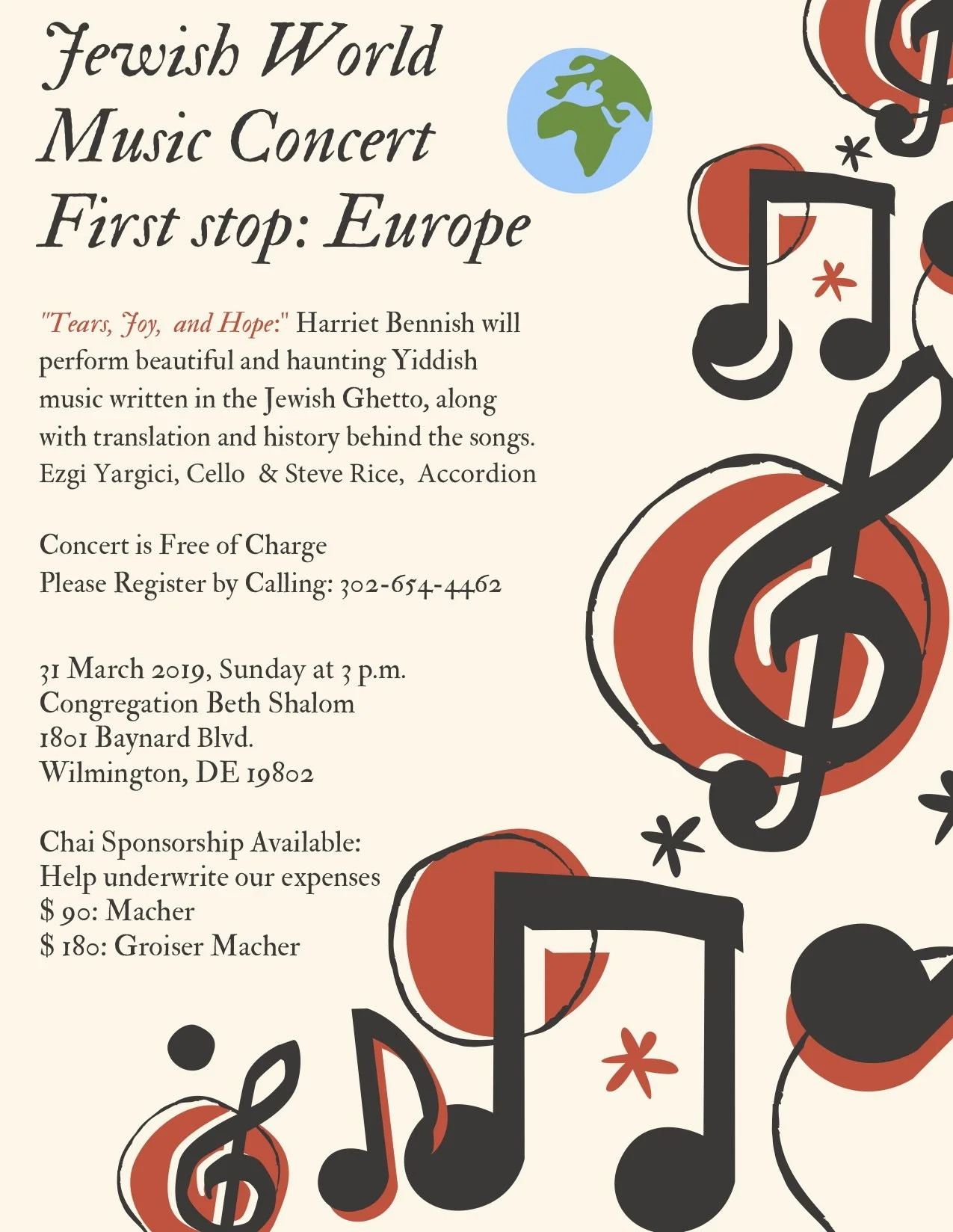 World Music Concert at Temple Beth Shalom, Wilmington, Delaware