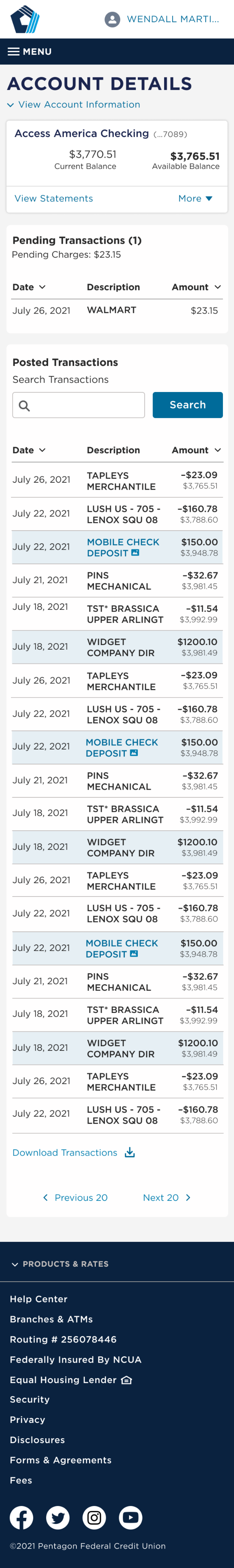 PenFed Account Pages — Kristen Pelenskij