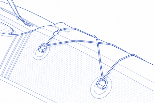 Reinforced inflatable kayak material and stainless-steel fitting