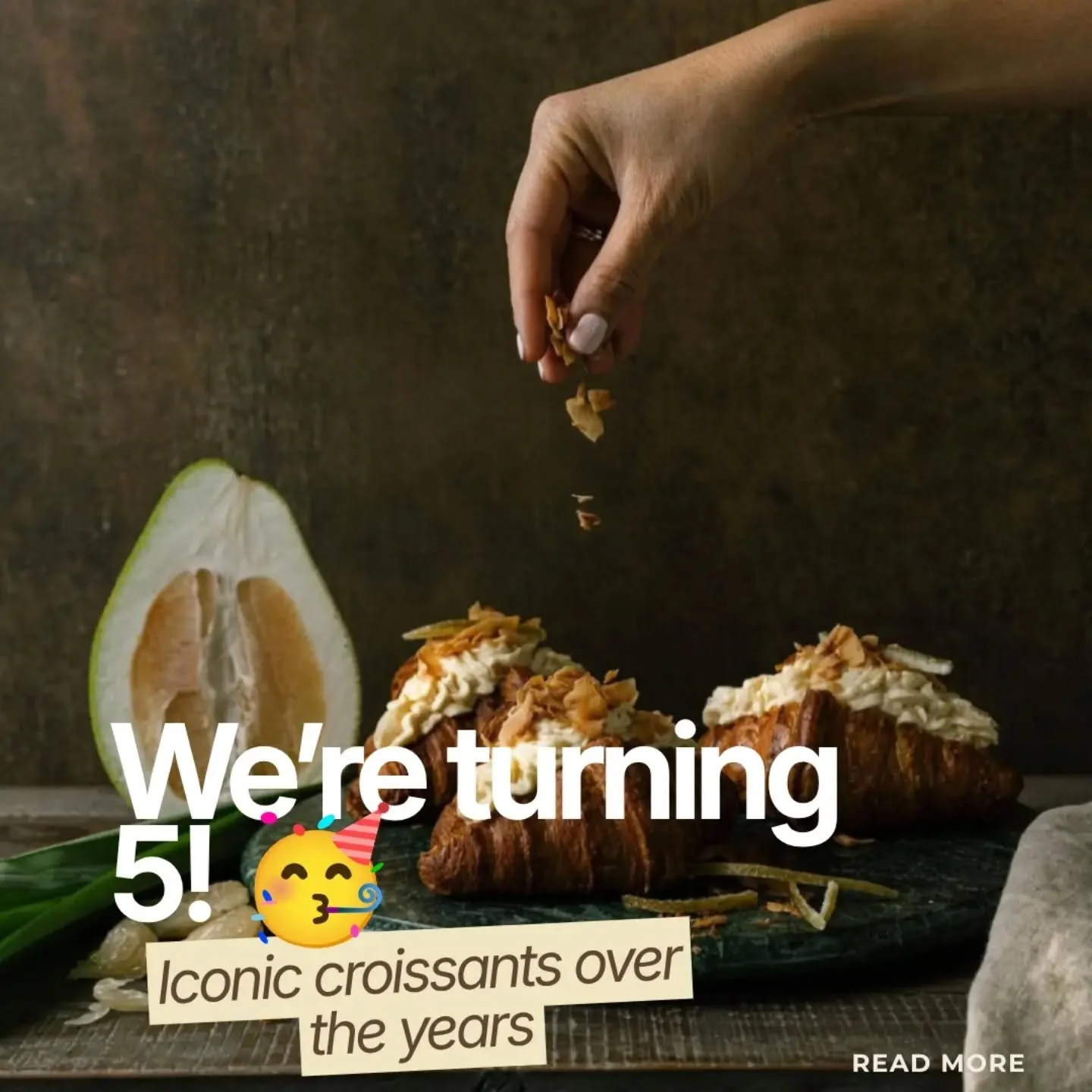 🥳 We're turning 5!
🥐 Swipe to see iconic Croissant Crawl croissants from over the years 
📷 Double Baked Kaya Pomelo Croissant by the beloved but now closed @seasons.bakery in 2022, the first year of the Croissant Crawl
What flavour would you like 