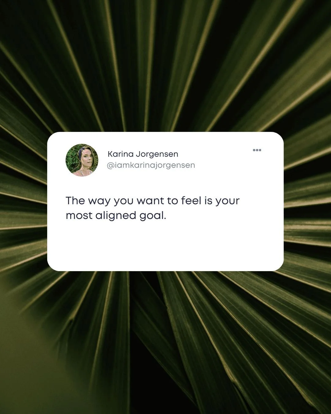 The way you want to feel is your most aligned goal.

Goals take 1% of your life into account. That high five moment when you reach your goal and how you think it&rsquo;ll make you feel. 

But your life is lived in the 99% that is the journey towards 