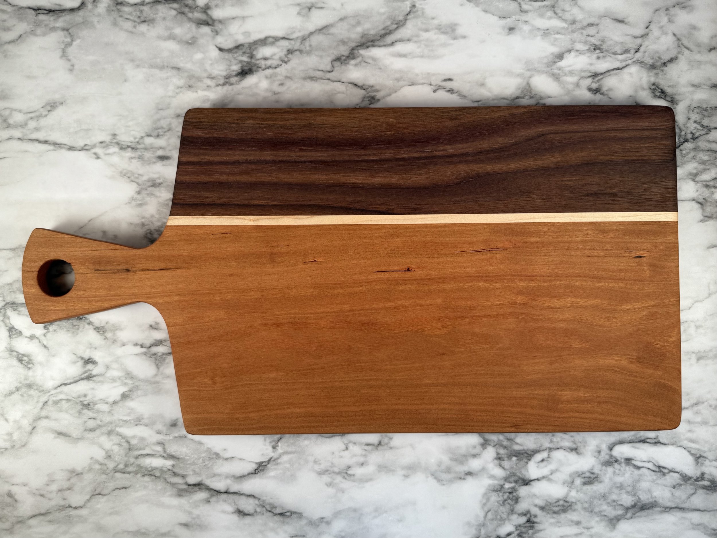   CHERRY AND WALNUT WITH MAPLE STRIPE  