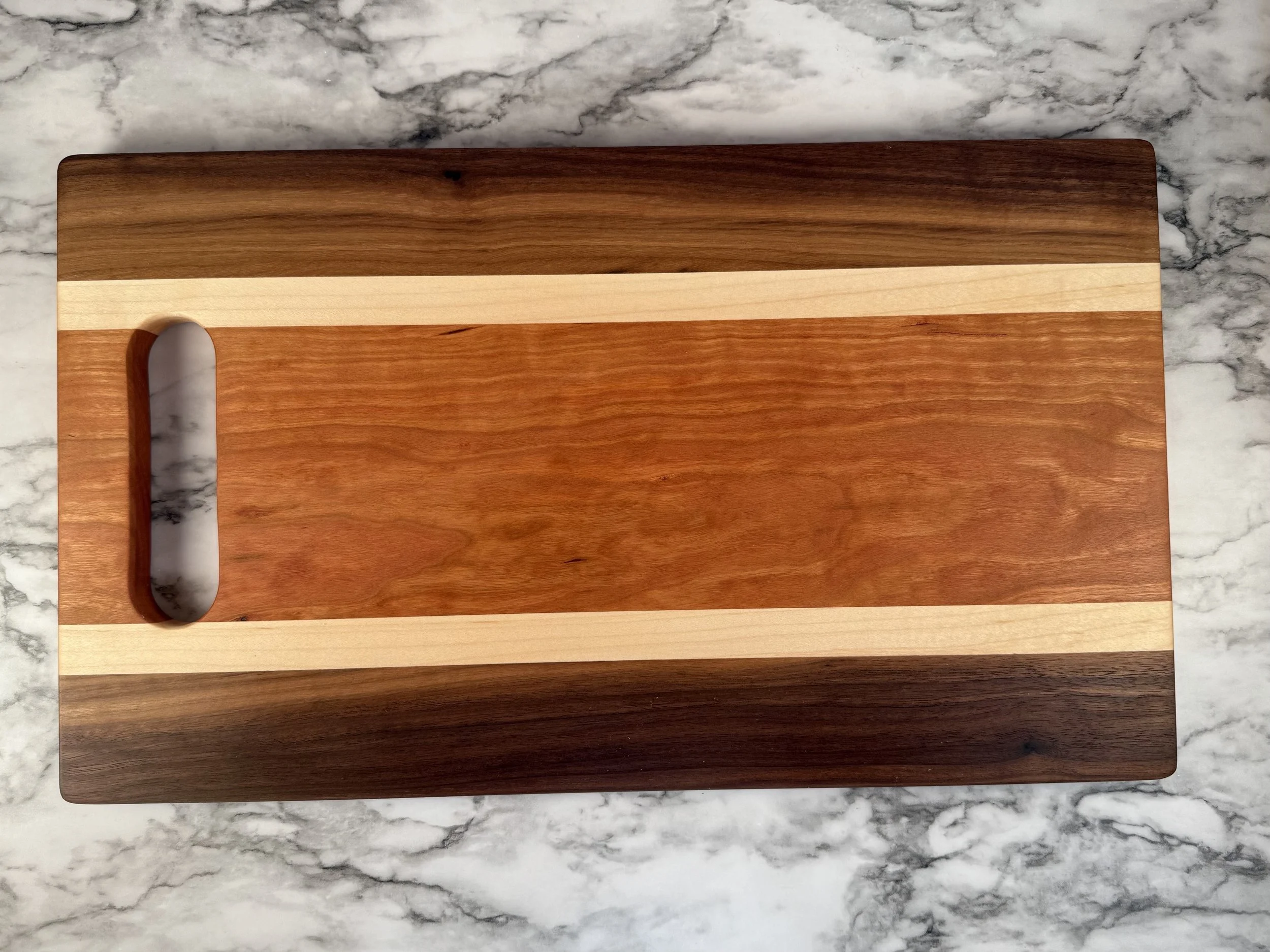  CHERRY CENTER, WALNUT EDGES AND MAPLE STRIPE 