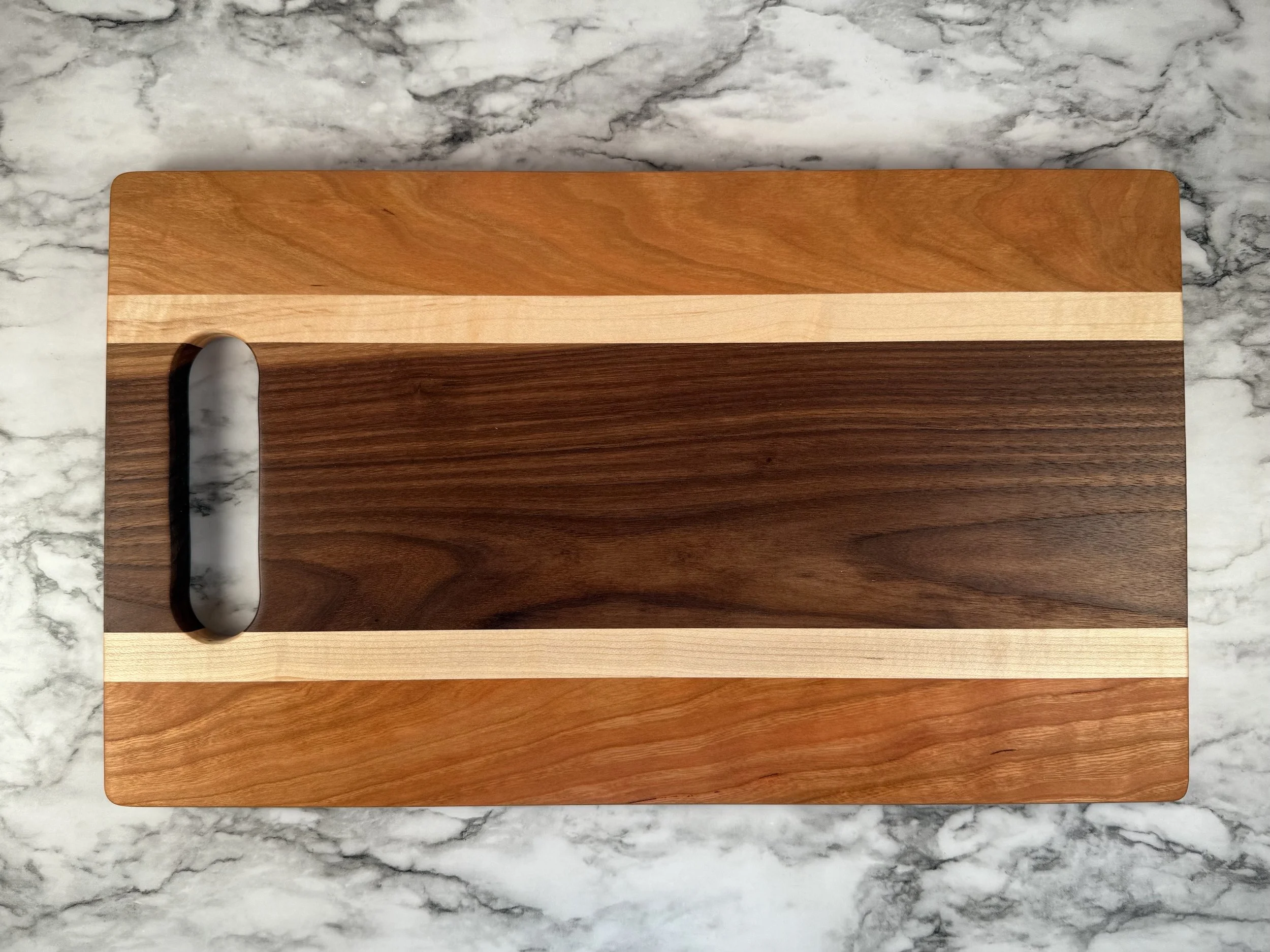 WALNUT CENTER, CHERRY EDGES AND MAPLE STRIPES 