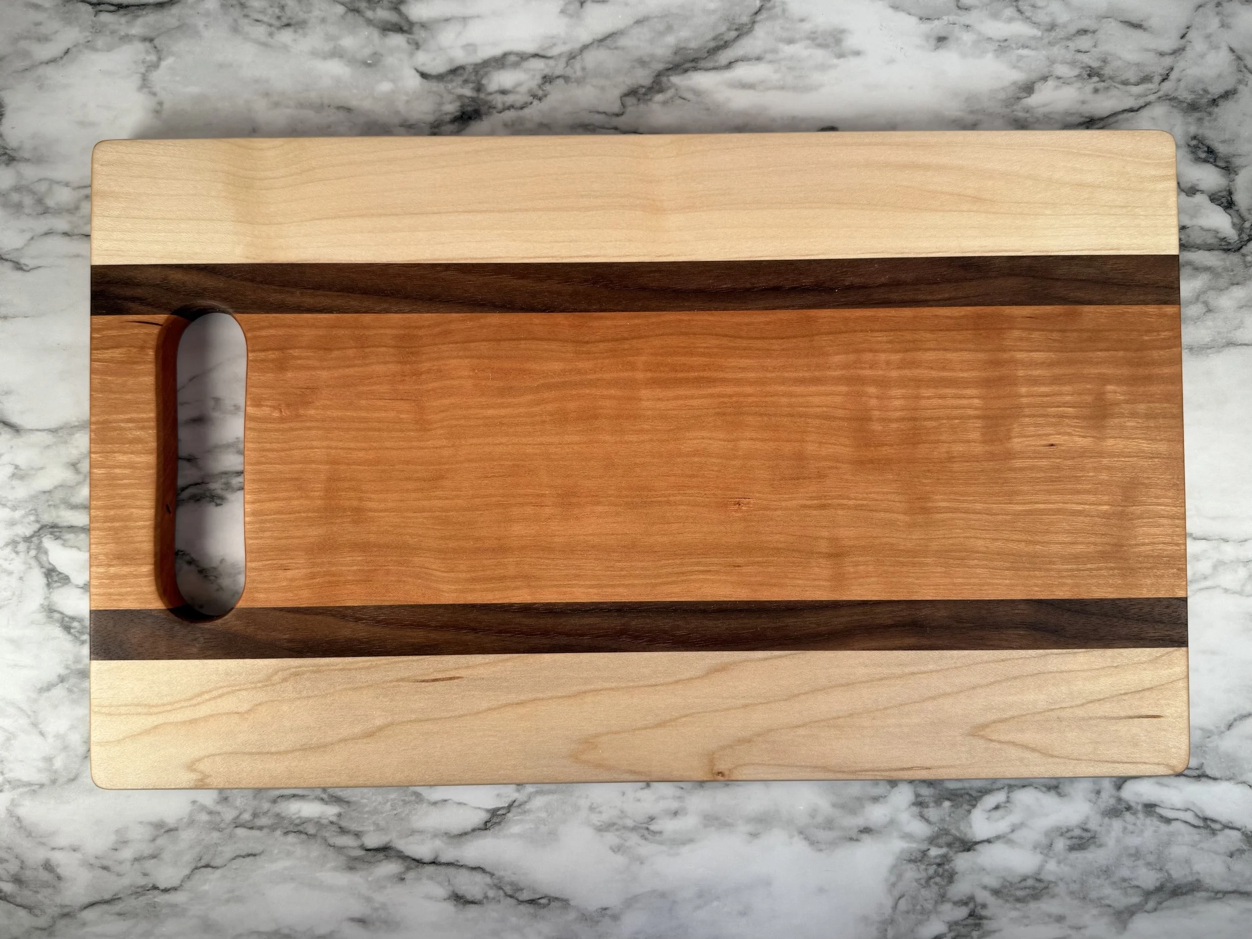   CHERRY CENTER WITH MAPLE EDGES AND WALNUT STRIPES  
