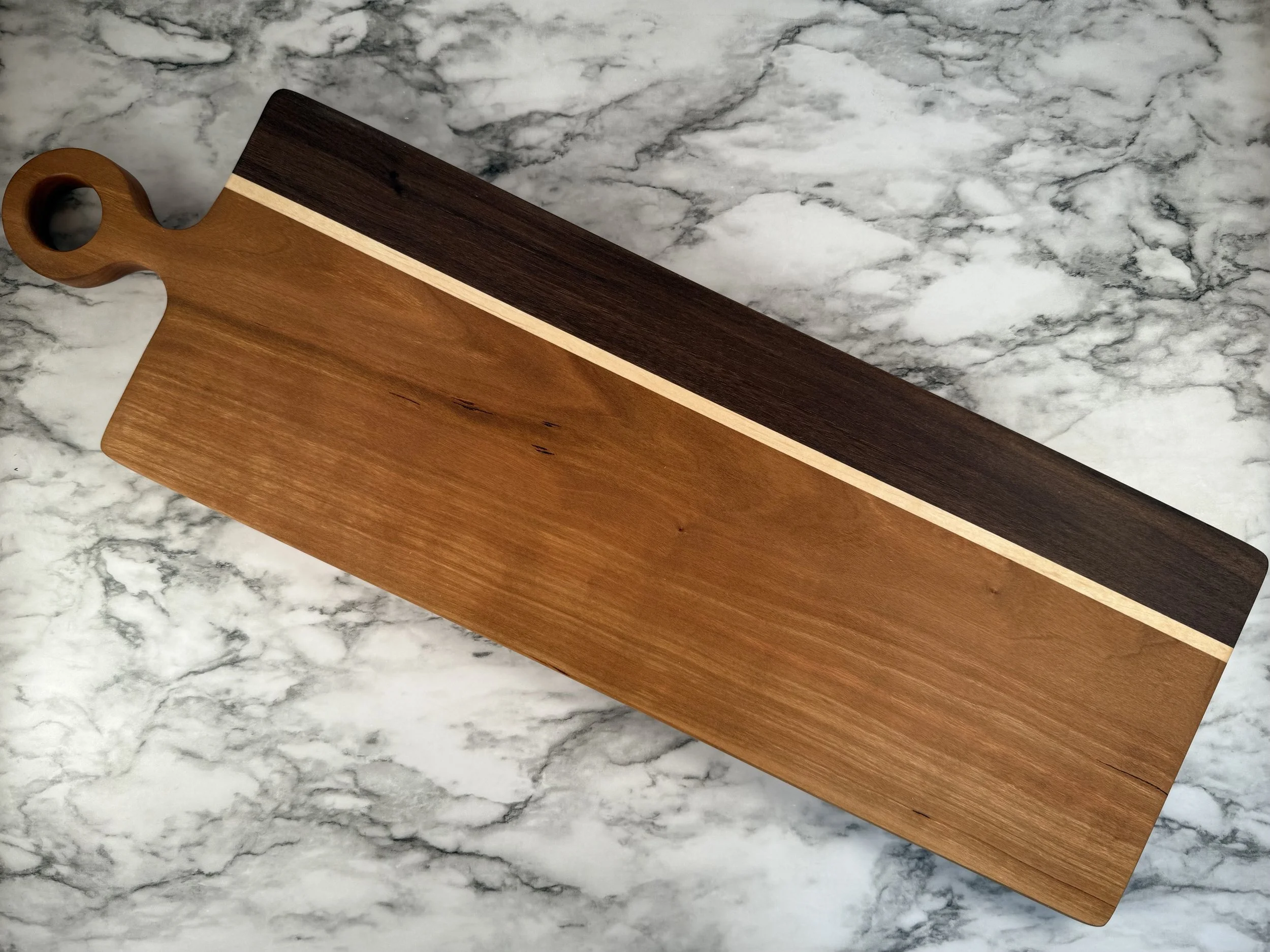  7X22” CHERRY AND WALNUT WITH MAPLE STRIPE 