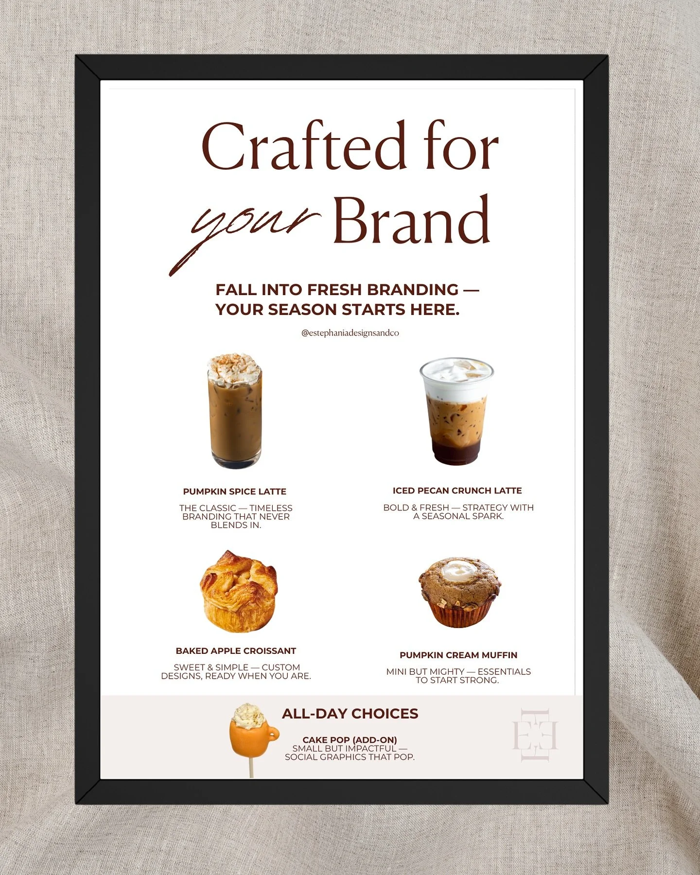 🍂 Crafted for Fall (and Your Brand) 🍂

This season, we&rsquo;re serving up the perfect blend of branding and marketing offers to help your business feel warm, cozy, and unforgettable:

☕ The Magnetic Brand Latte (Signature Experience)

🥐 The Baked