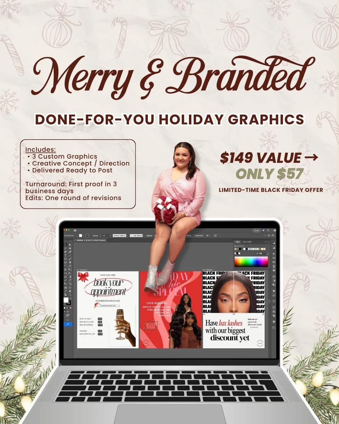 ✨ The Merry &amp; Branded Bundle is HERE! ✨

This one&rsquo;s for the beauty pros, tax pros, creatives who want to look festive and professional this holiday season, without spending hours designing graphics that flop.

I'm taking the stress off your
