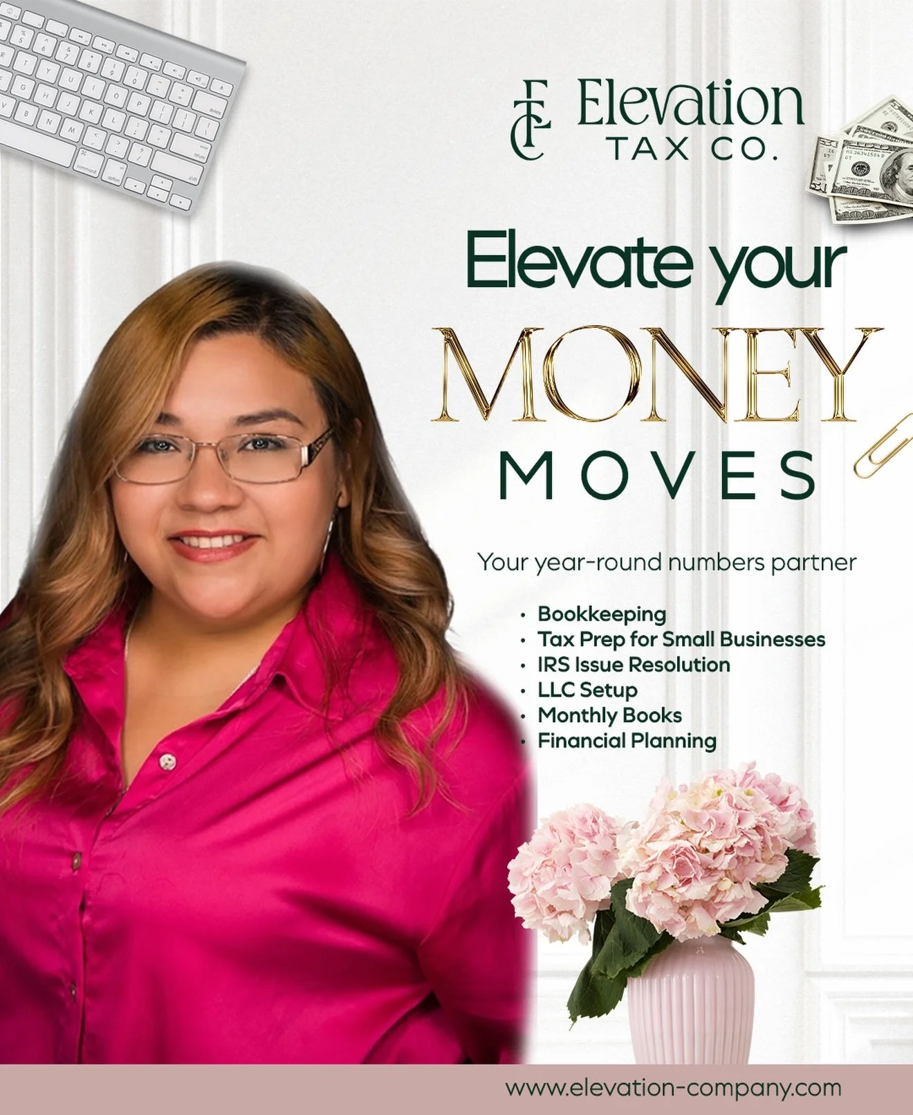 Flyer design for @elevationtaxcompany 💰

If your digital marketing doesn&rsquo;t match your brand identity (fonts, colors, brand voice), it&rsquo;s time for a glow-up ✨Because if your post looks like a &ldquo;cute&rdquo; template I&rsquo;ve seen 100