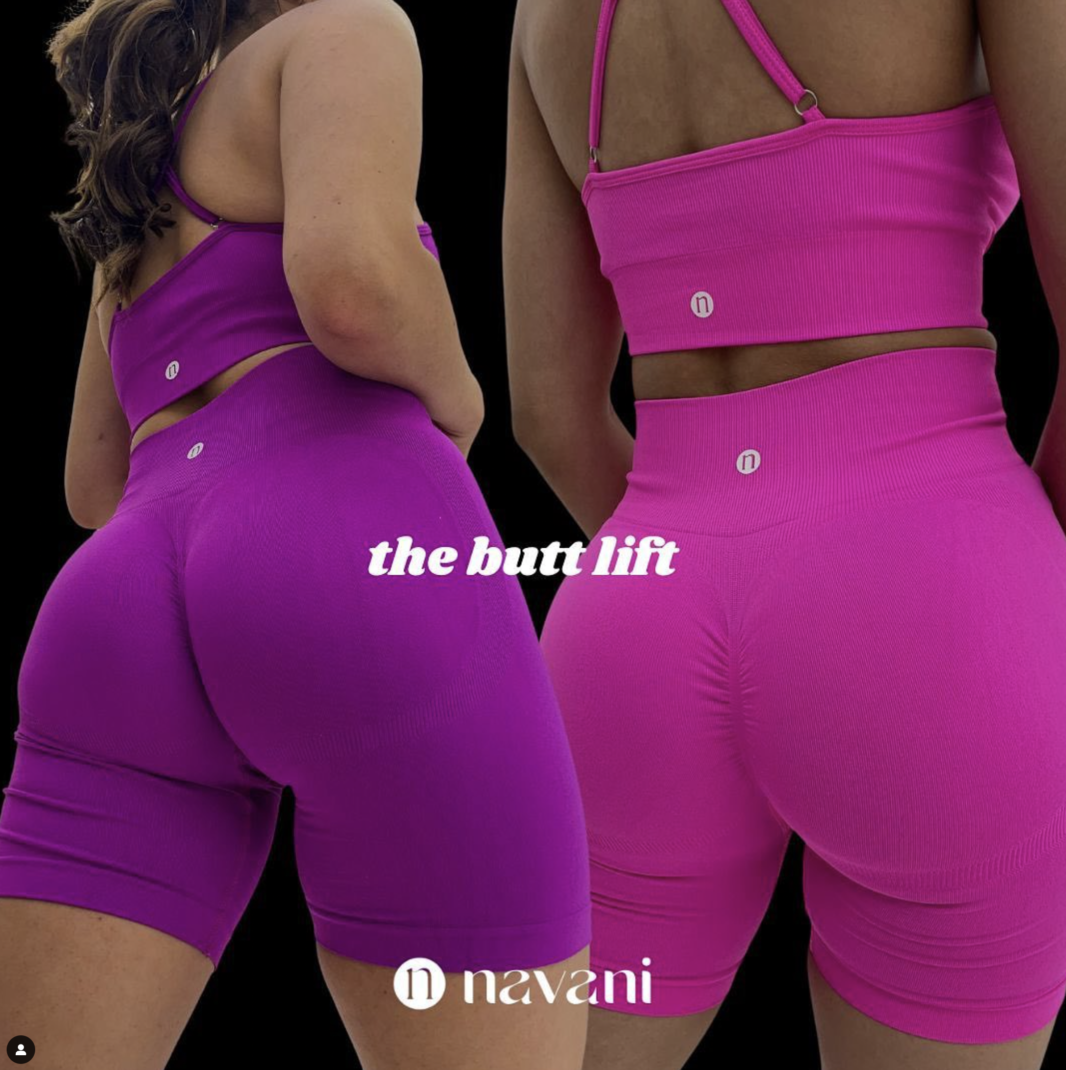 buttlift collection with navani logo in white on the pink and hot pink set