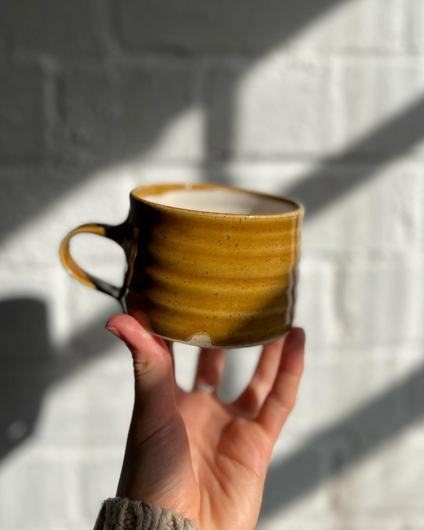 A mustard mug. Catching the morning light.