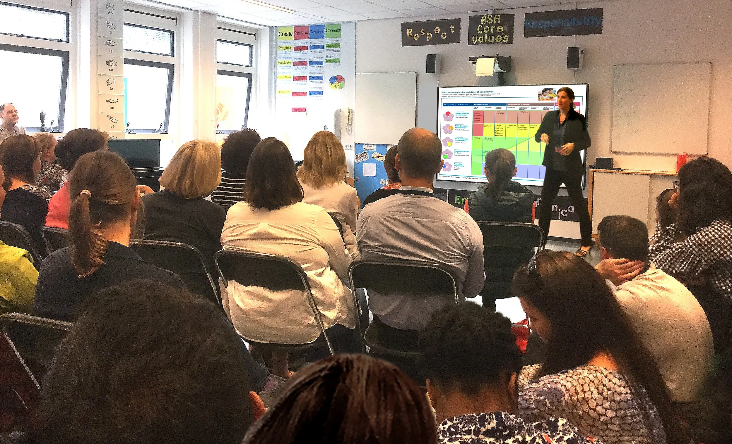 Preschool teacher using professional development software