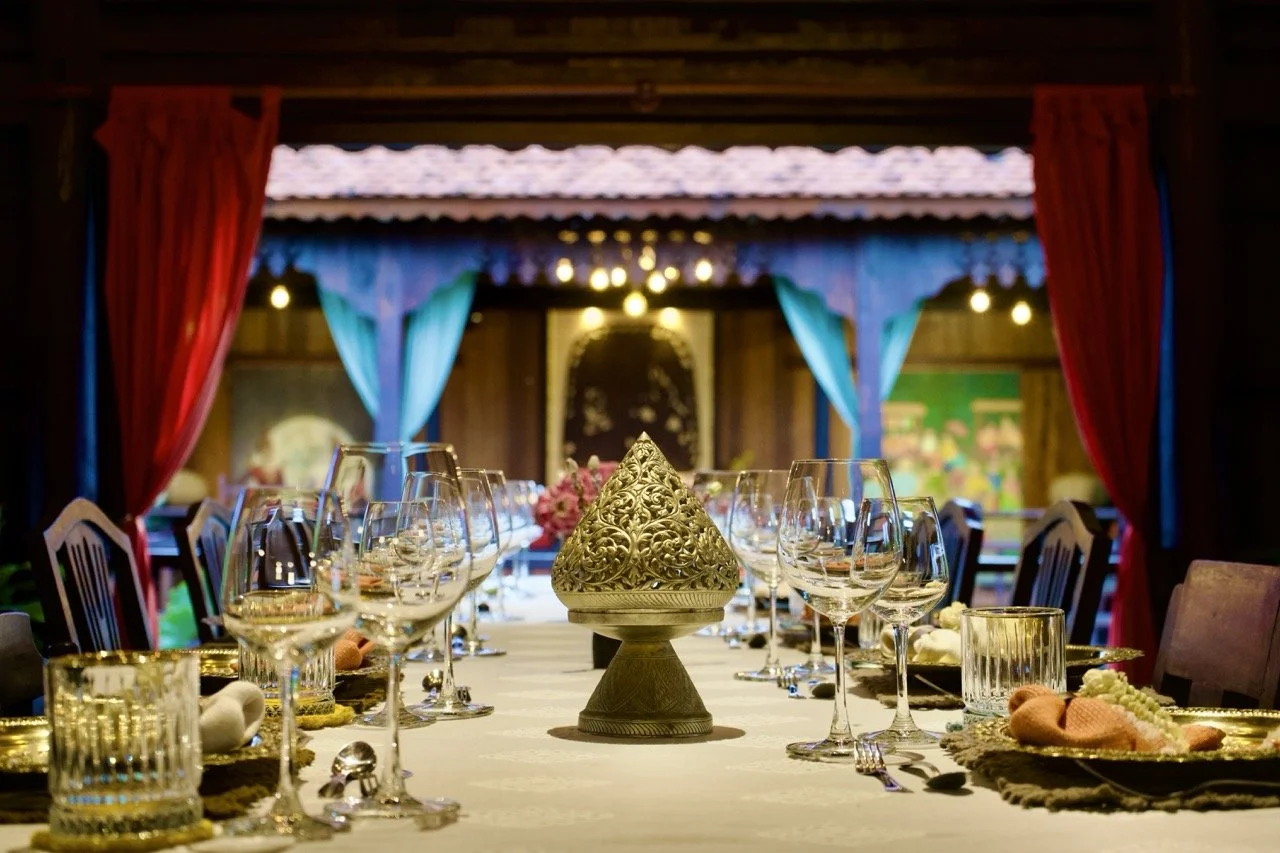 Chef Nak’s beautifully arranged home dining setup for a private Cambodian dining experience